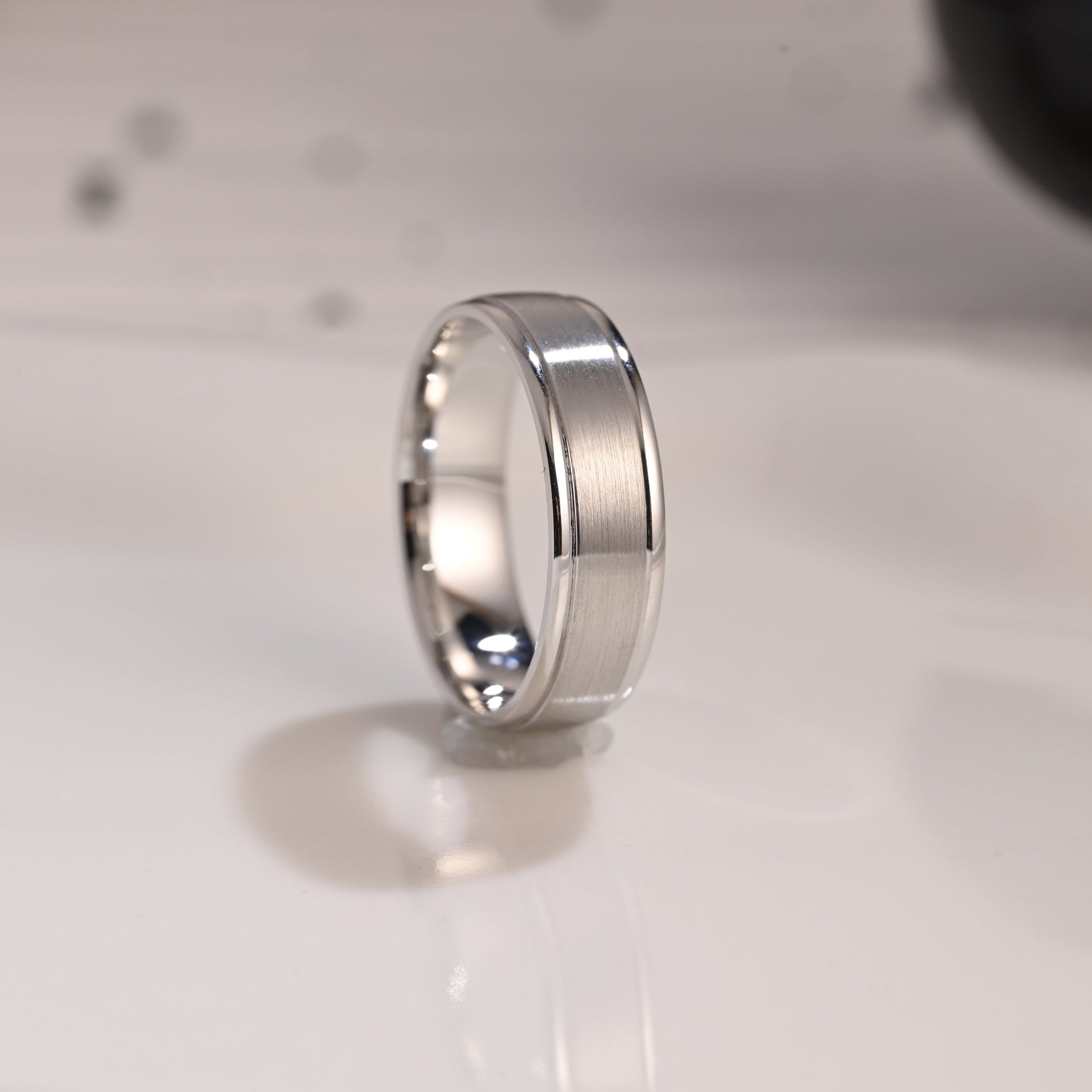 Solid Gold 6mm Width Brushed Wedding Band for Men