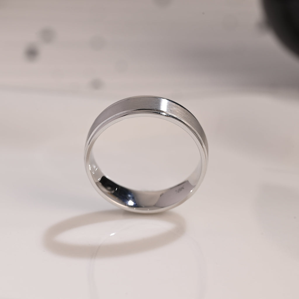 Solid Gold 6mm Width Brushed Wedding Band for Men