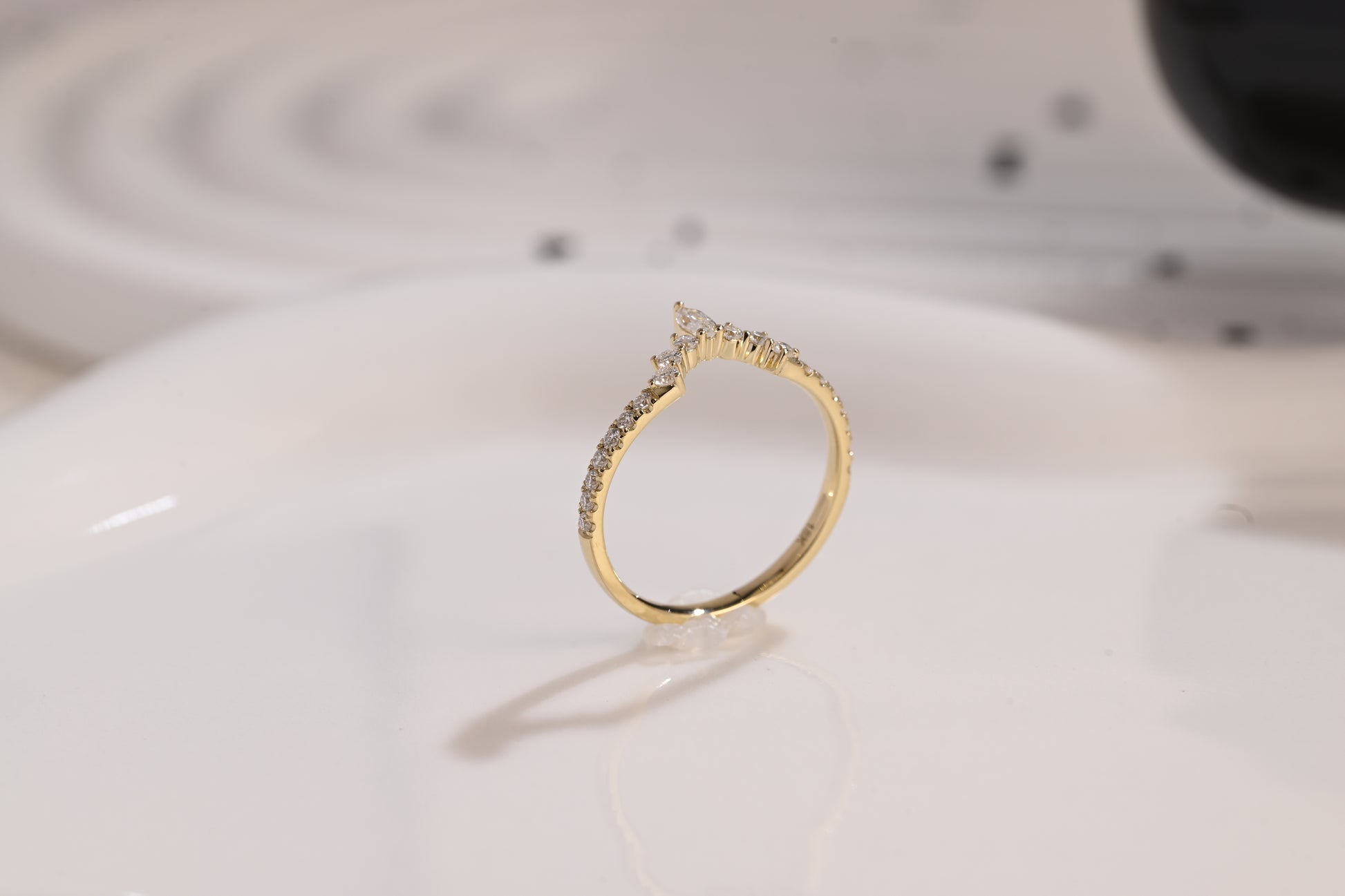 Solid Gold Half Eternity Wedding Band Crown Ring, Curved Wedding Ring, Marquise & Round Moissanite Ring Band, Gold Matching Band, Gift Women