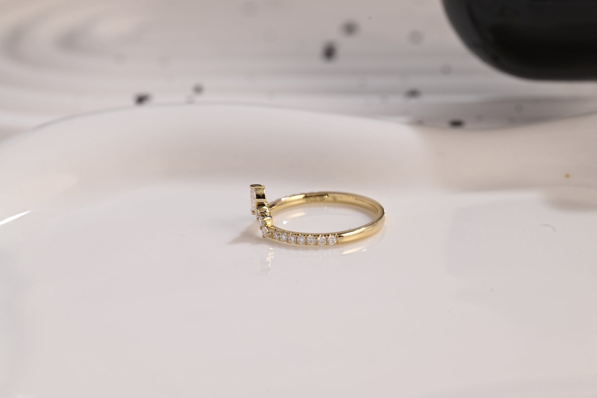 Solid Gold Half Eternity Wedding Band Crown Ring, Curved Wedding Ring, Marquise & Round Moissanite Ring Band, Gold Matching Band, Gift Women