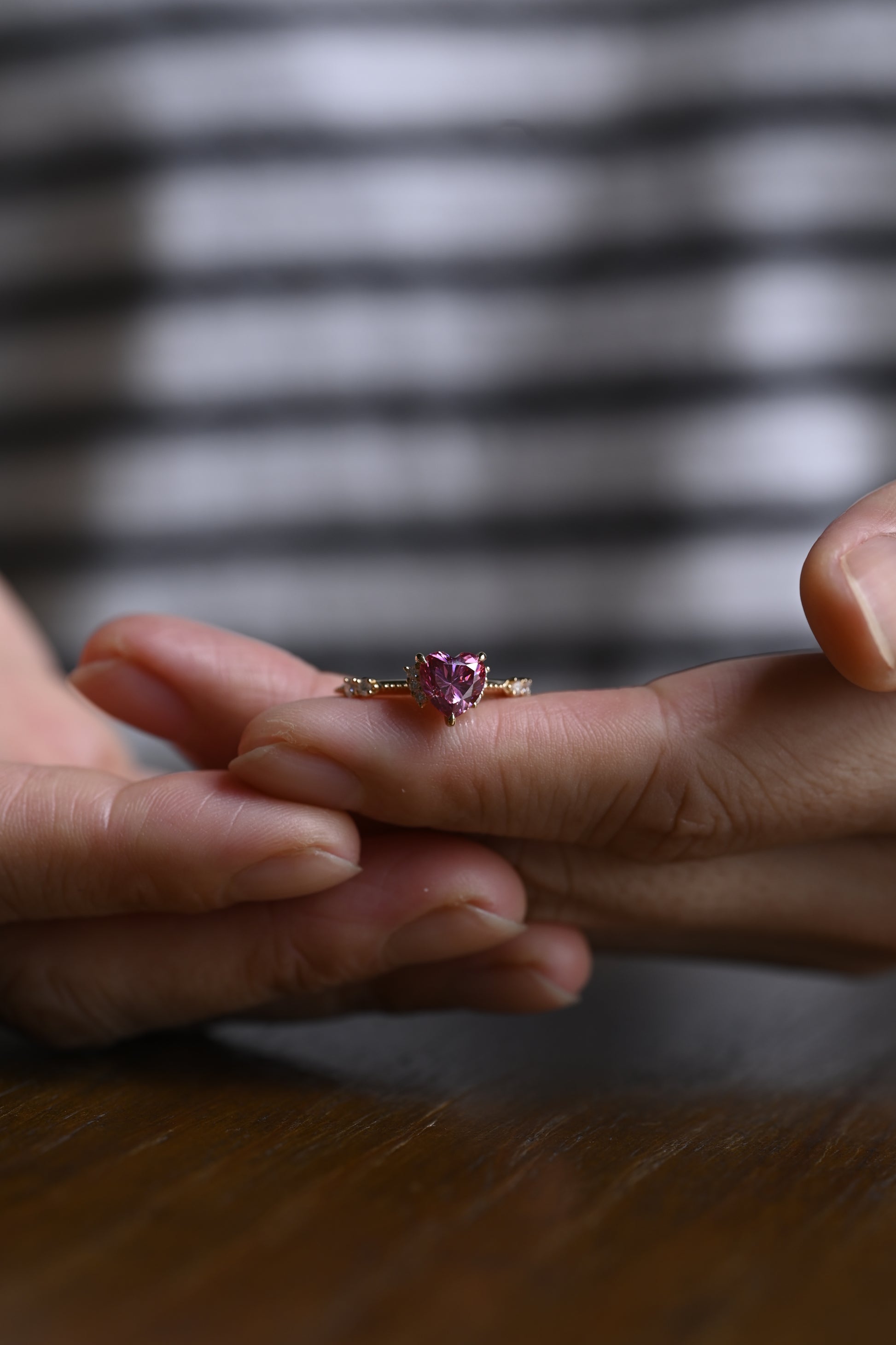 Solid Gold Milgrain Heart Cut Pink Moissanite Engagement Ring, Vintage Promise Ring, Proposal Ring, Wedding Ring, Birthday Gift for Women