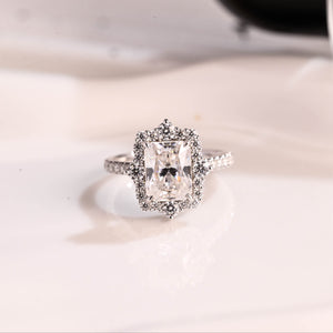 Solid Gold Hidden Halo Radiant Cut Moissanite Engagement Ring