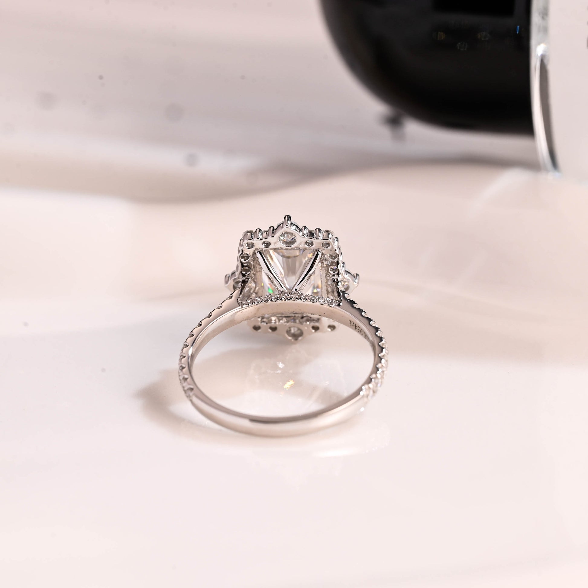 Solid Gold Hidden Halo Radiant Cut Moissanite Engagement Ring