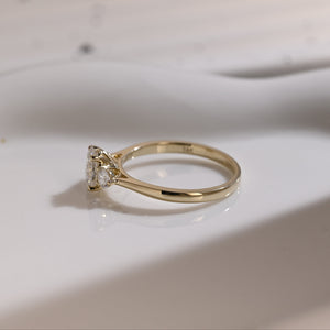 Solid Gold Three Stone Oval Cut Moissanite Engagement Ring