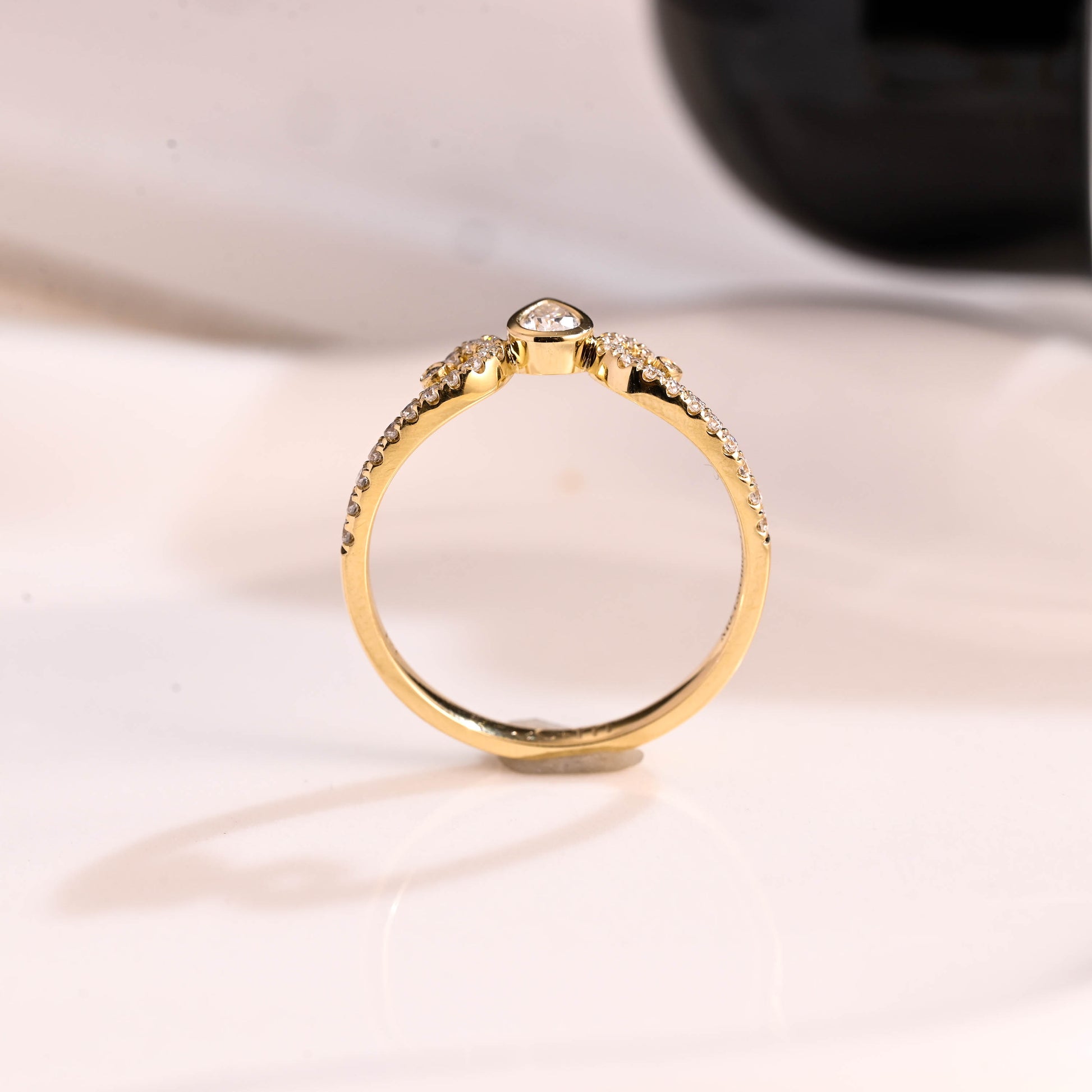 Solid Gold Curved Pear Cut Moissanite Wedding Band