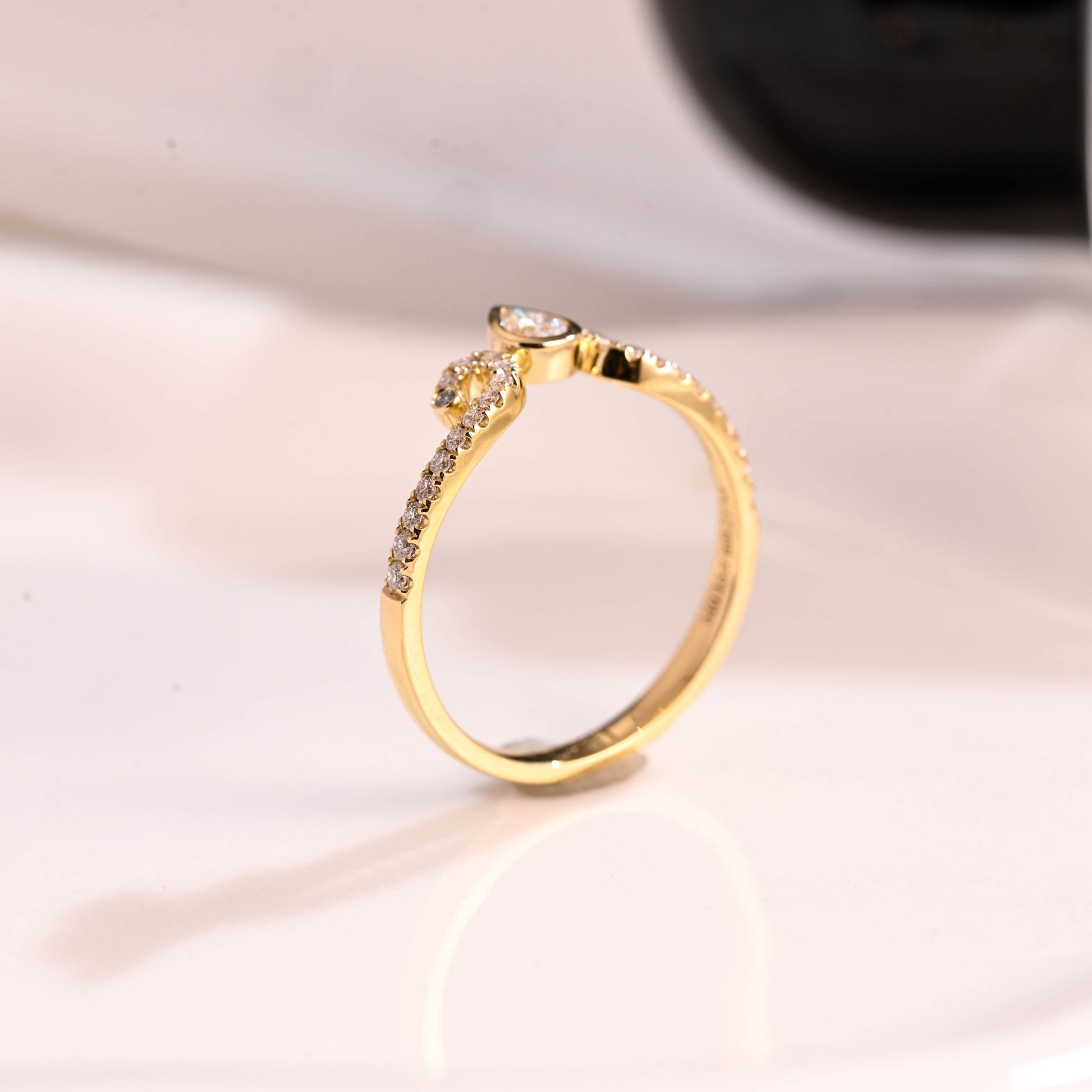 Solid Gold Curved Pear Cut Moissanite Wedding Band