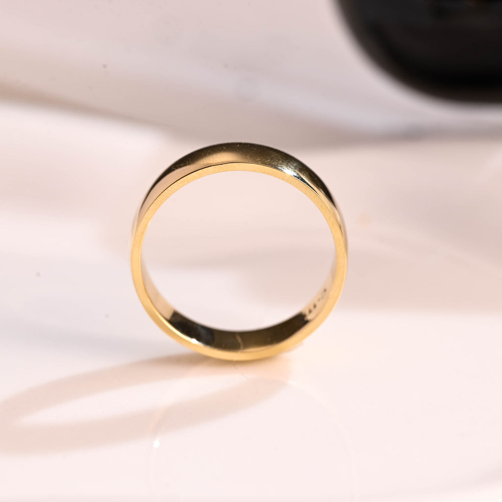Solid Gold 6mm Width Plain Wedding Band for Men Cigar Band