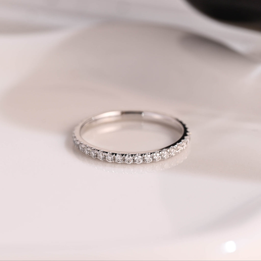 Solid Gold Full Eternity Round Cut Moissanite Wedding Band