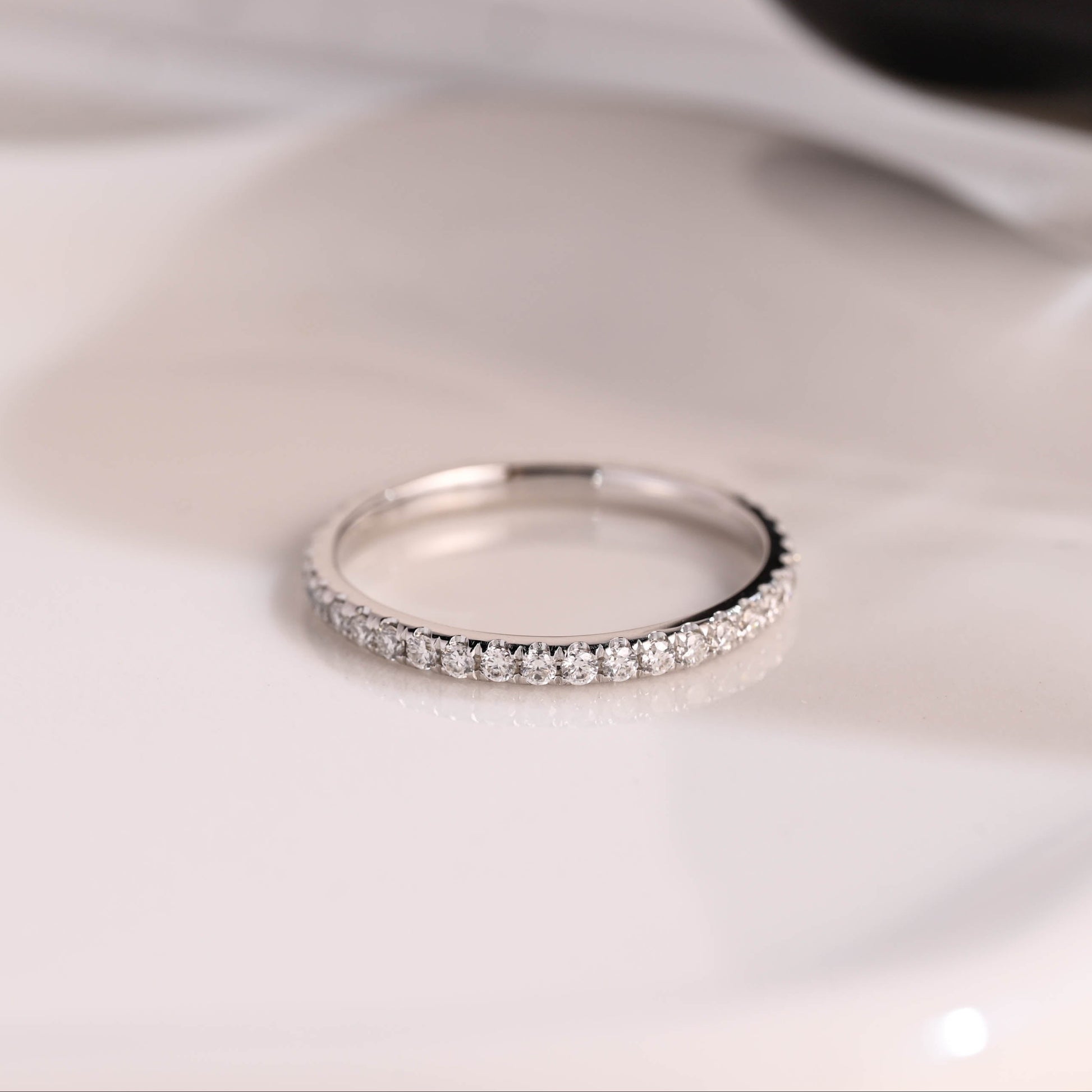 Solid Gold Full Eternity Round Cut Moissanite Wedding Band
