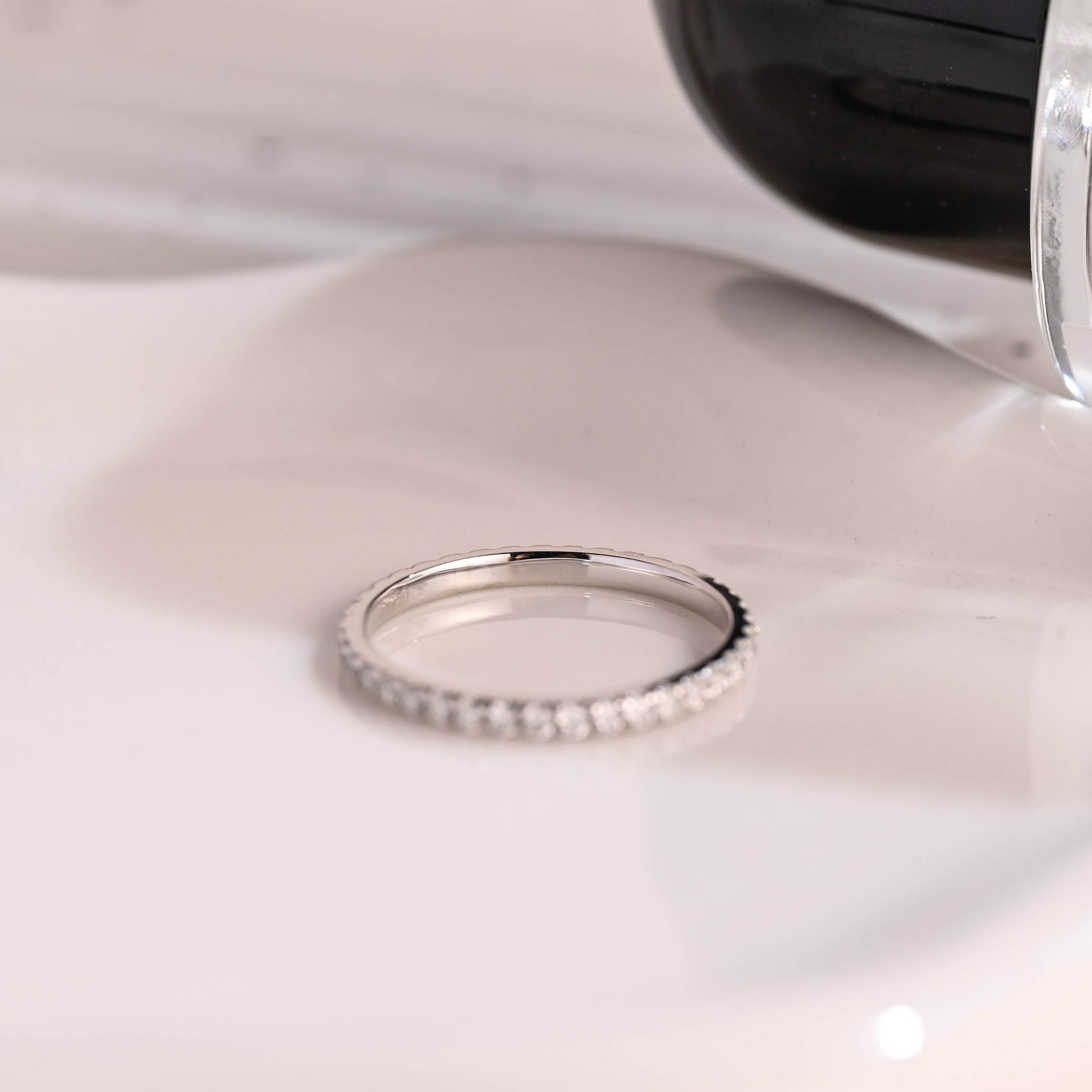 Solid Gold Full Eternity Round Cut Moissanite Wedding Band