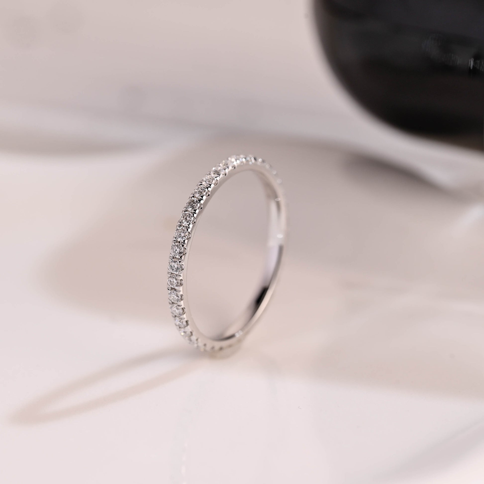 Solid Gold Full Eternity Round Cut Moissanite Wedding Band