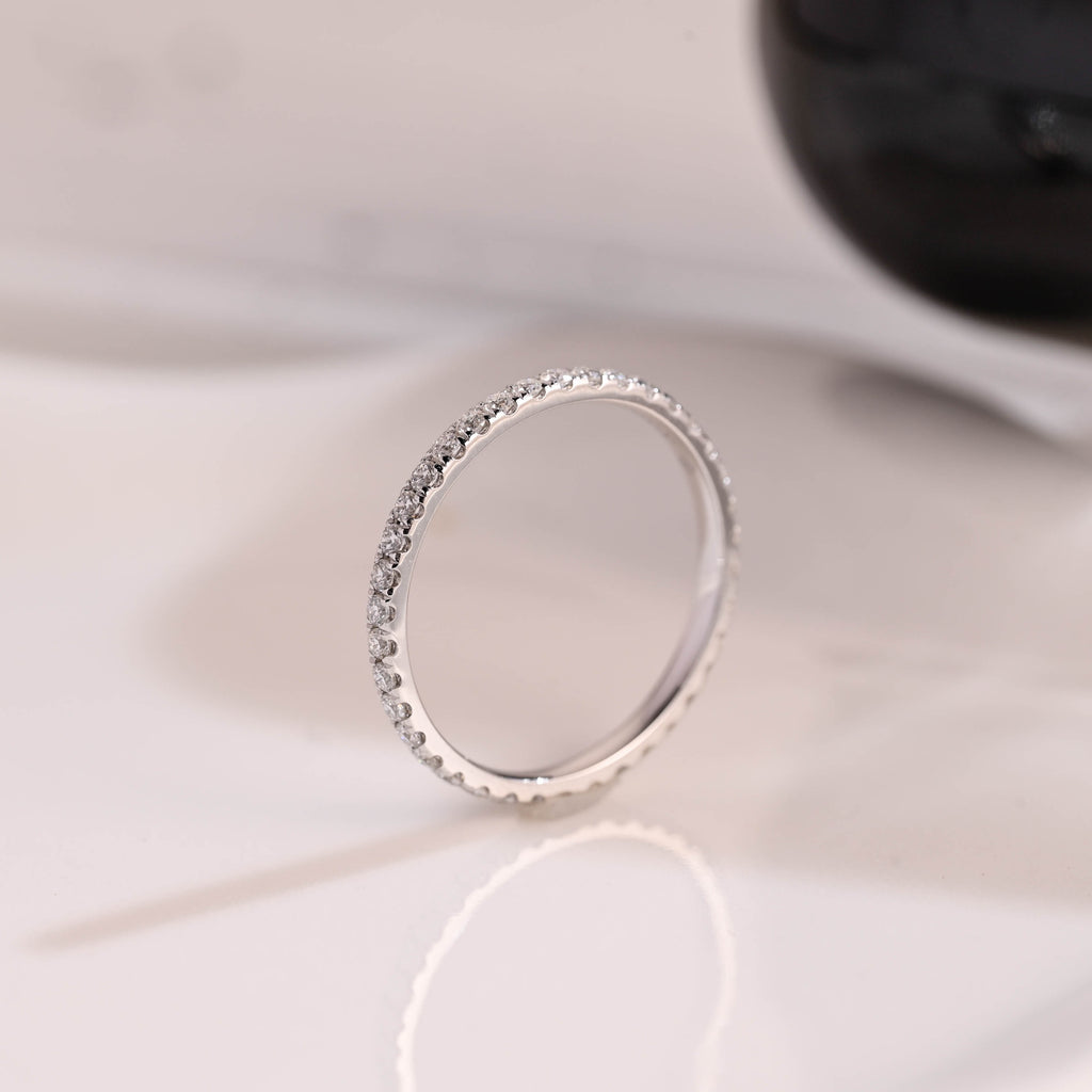 Solid Gold Full Eternity Round Cut Moissanite Wedding Band