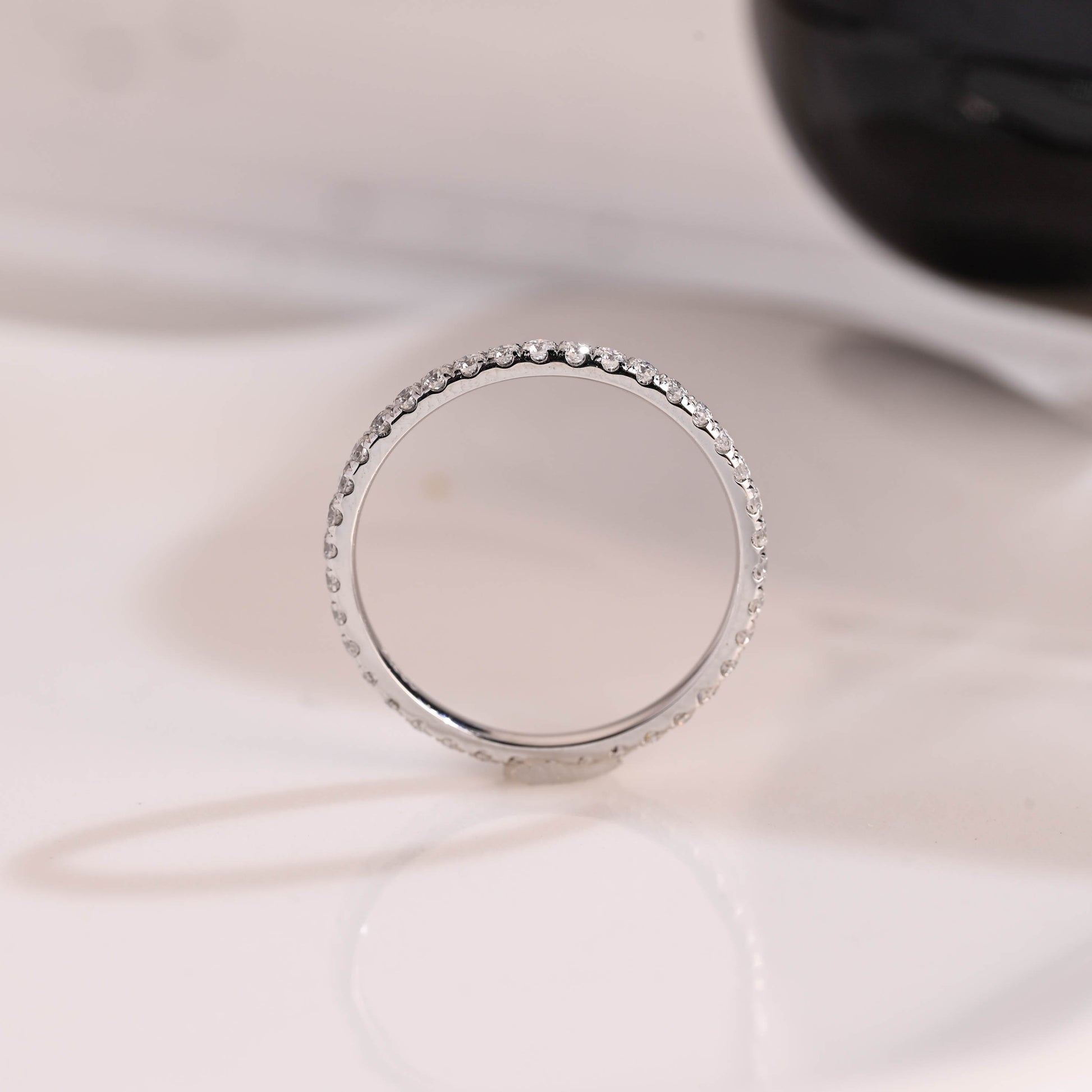 Solid Gold Full Eternity Round Cut Moissanite Wedding Band