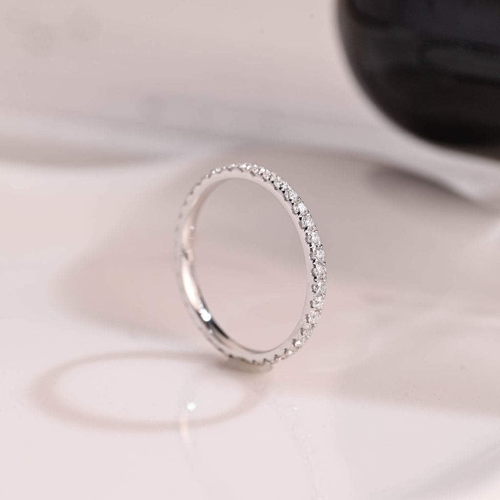 Solid Gold Full Eternity Round Cut Moissanite Wedding Band