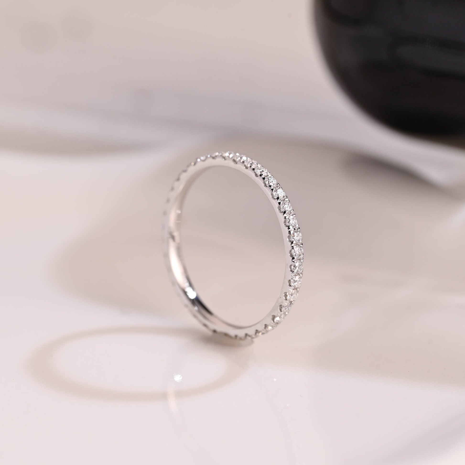 Solid Gold Full Eternity Round Cut Moissanite Wedding Band