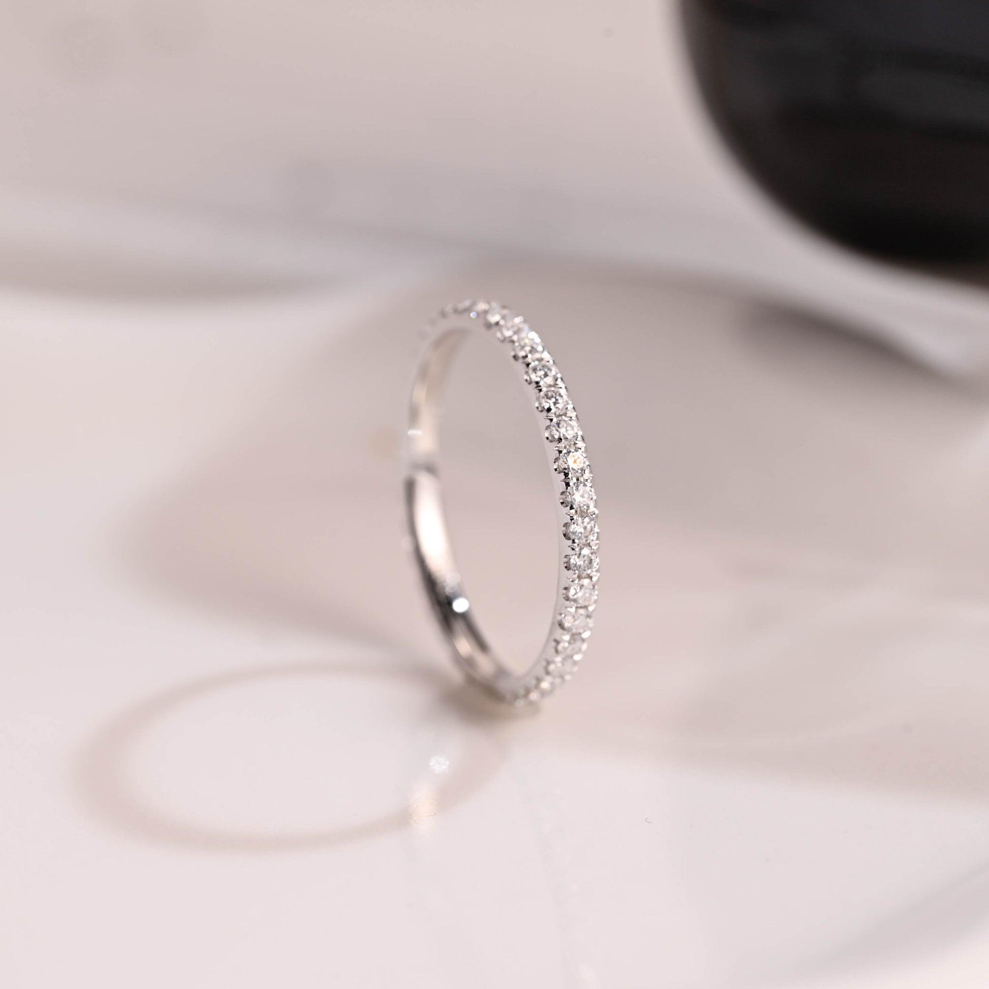 Solid Gold Full Eternity Round Cut Moissanite Wedding Band