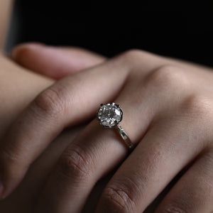 Solid Gold Two Tone Hidden Halo Round Cut Moissanite Engagement Ring