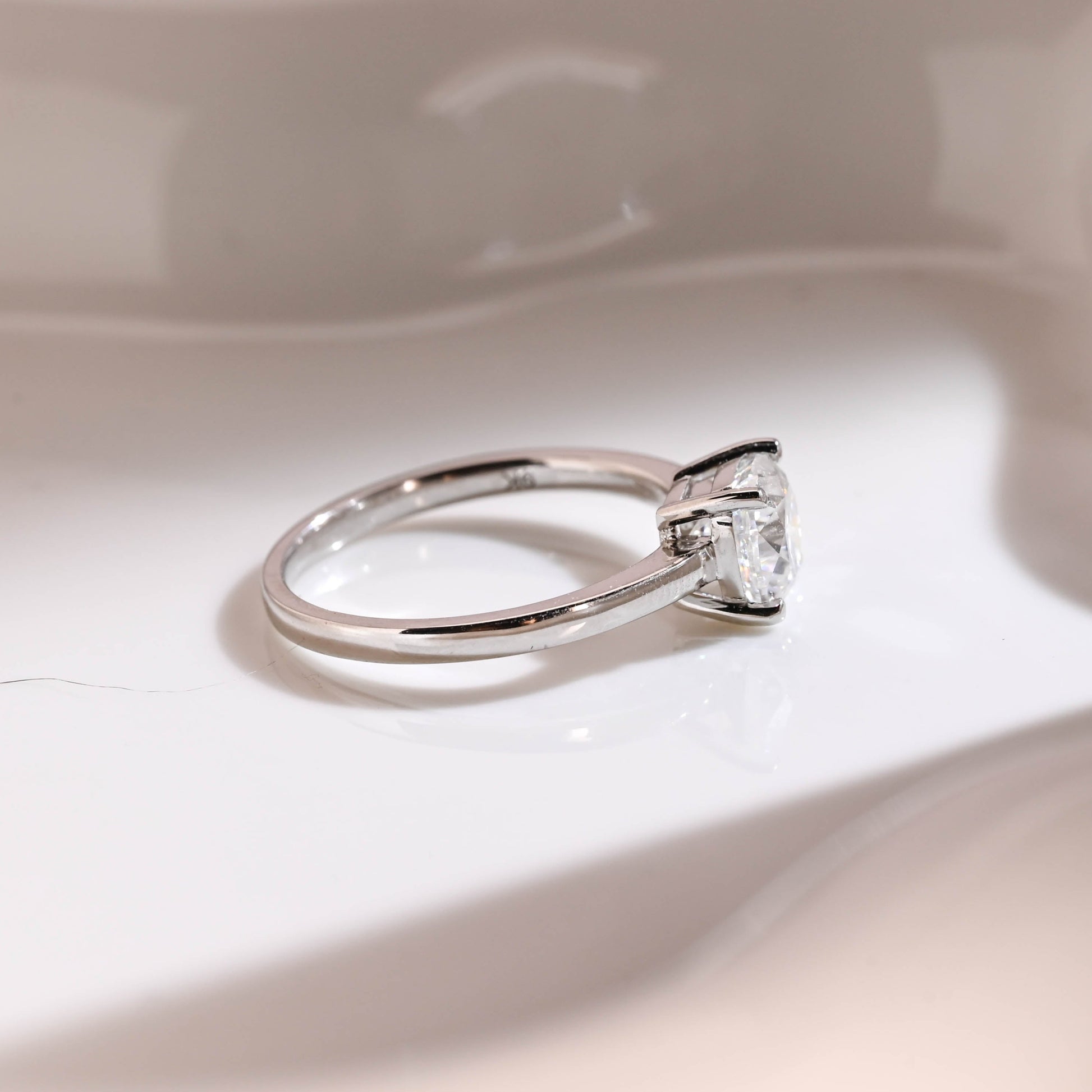Solid Gold Solitaire Cushion Cut Moissanite Engagement Ring
