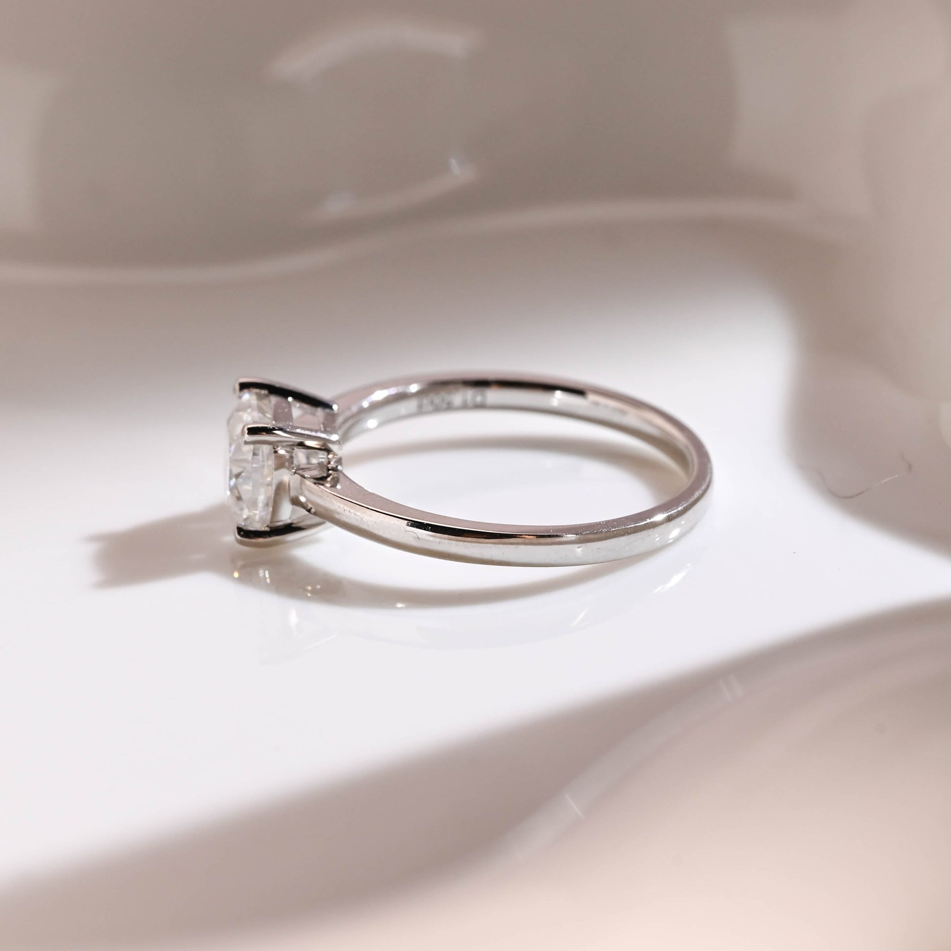 Solid Gold Solitaire Cushion Cut Moissanite Engagement Ring