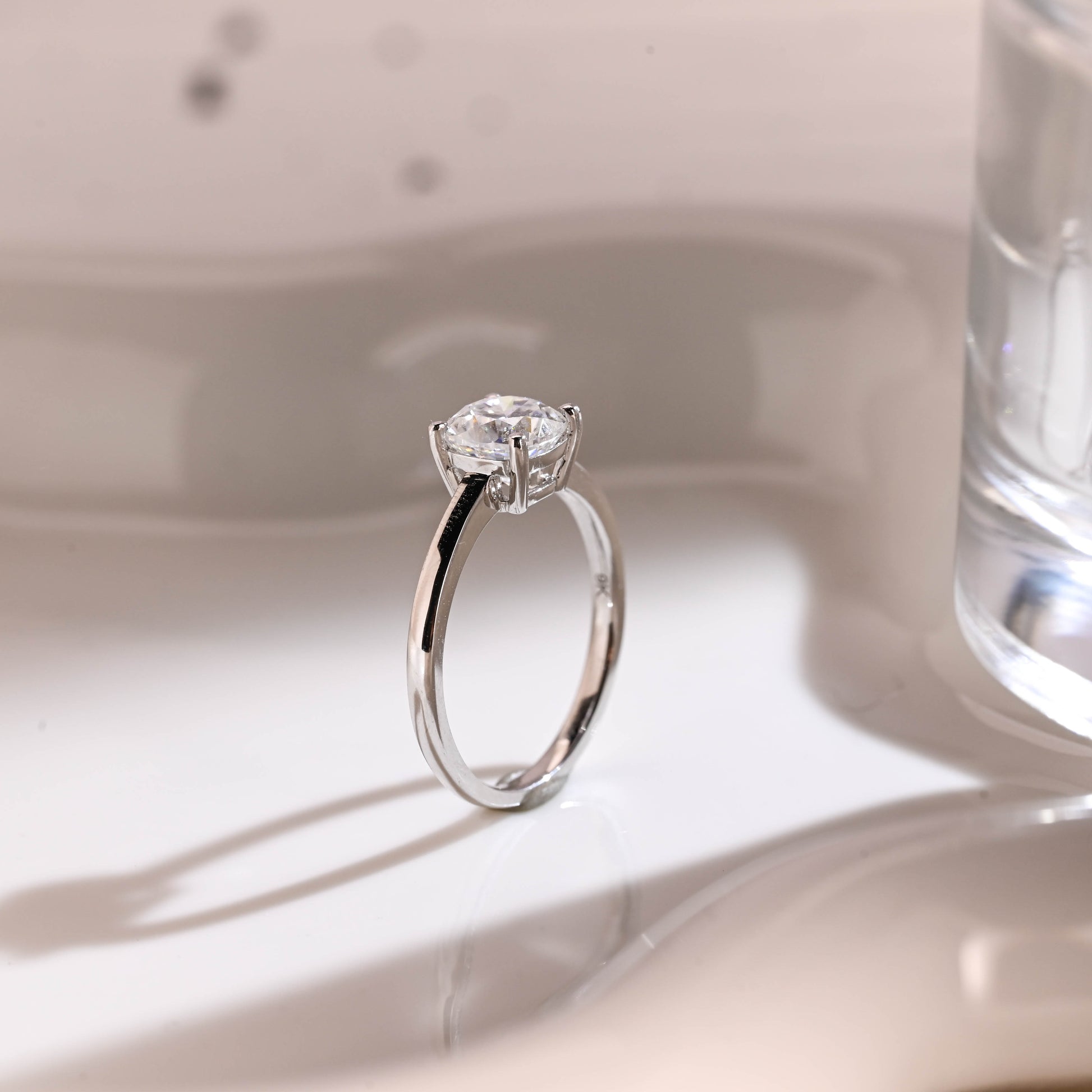Solid Gold Solitaire Cushion Cut Moissanite Engagement Ring