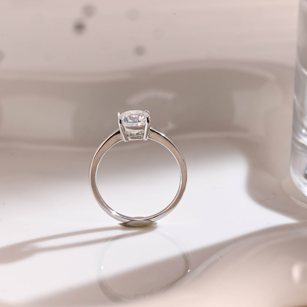 Solid Gold Solitaire Cushion Cut Moissanite Engagement Ring
