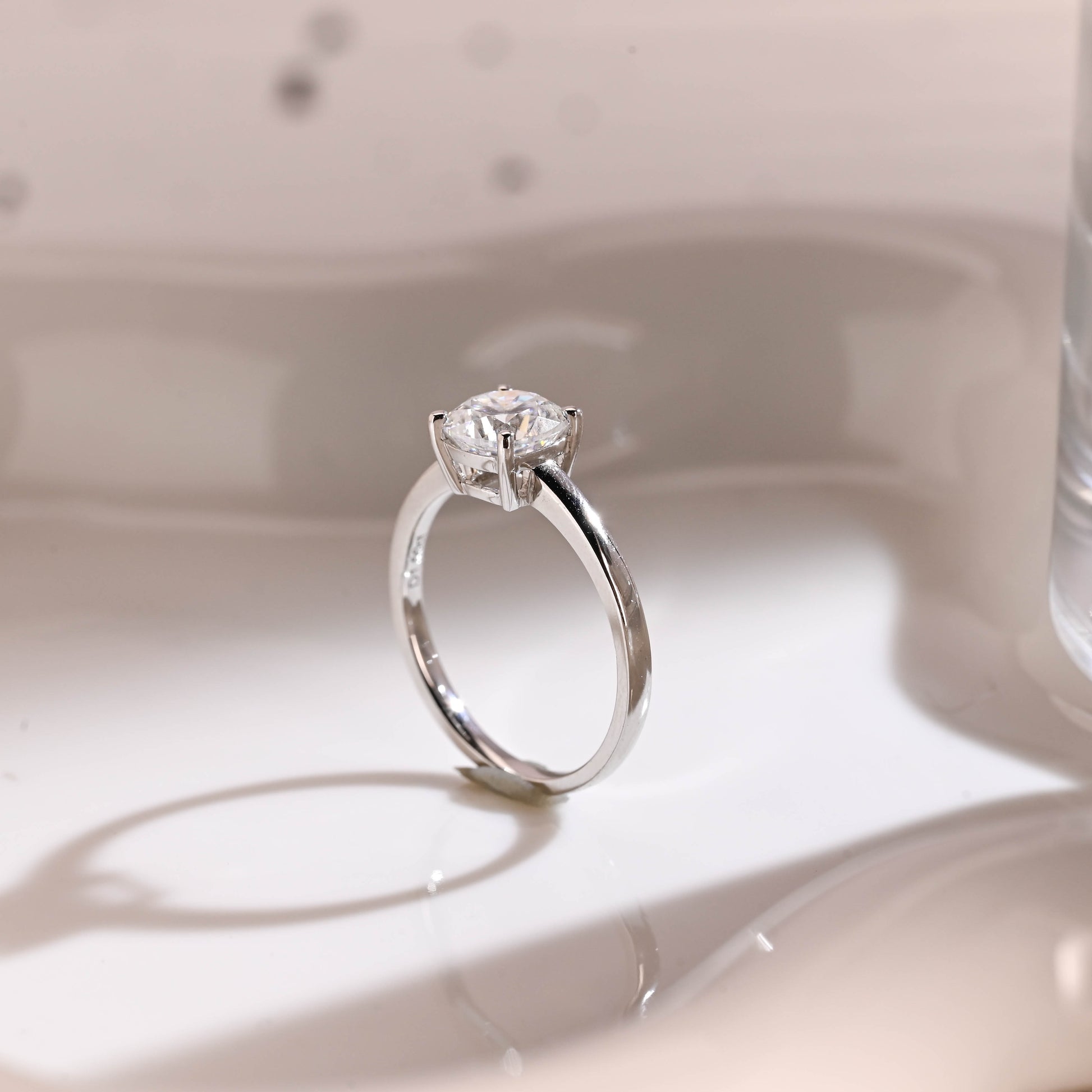 Solid Gold Solitaire Cushion Cut Moissanite Engagement Ring