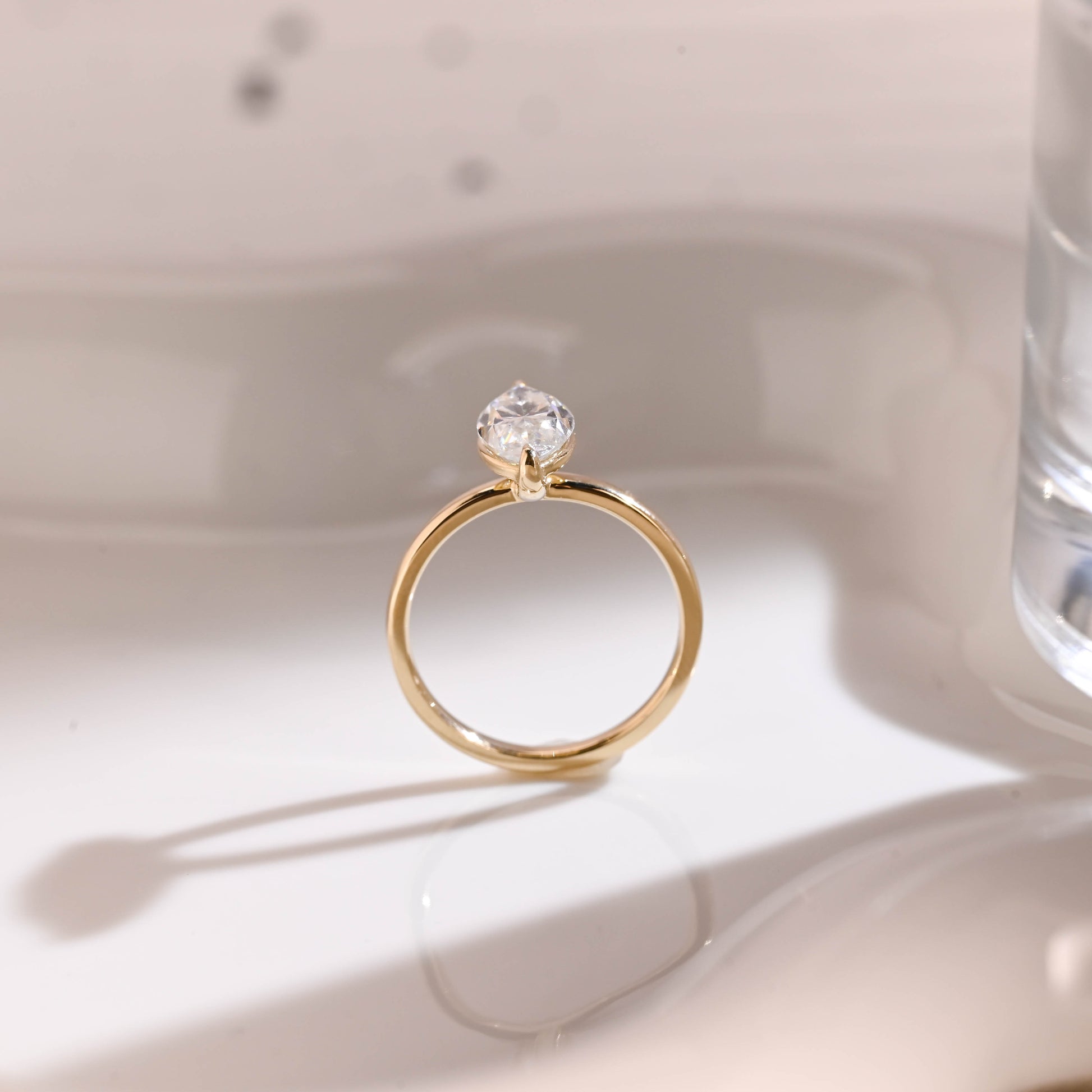 Solid Gold Solitaire Marquise Cut Moissanite Engagement Ring
