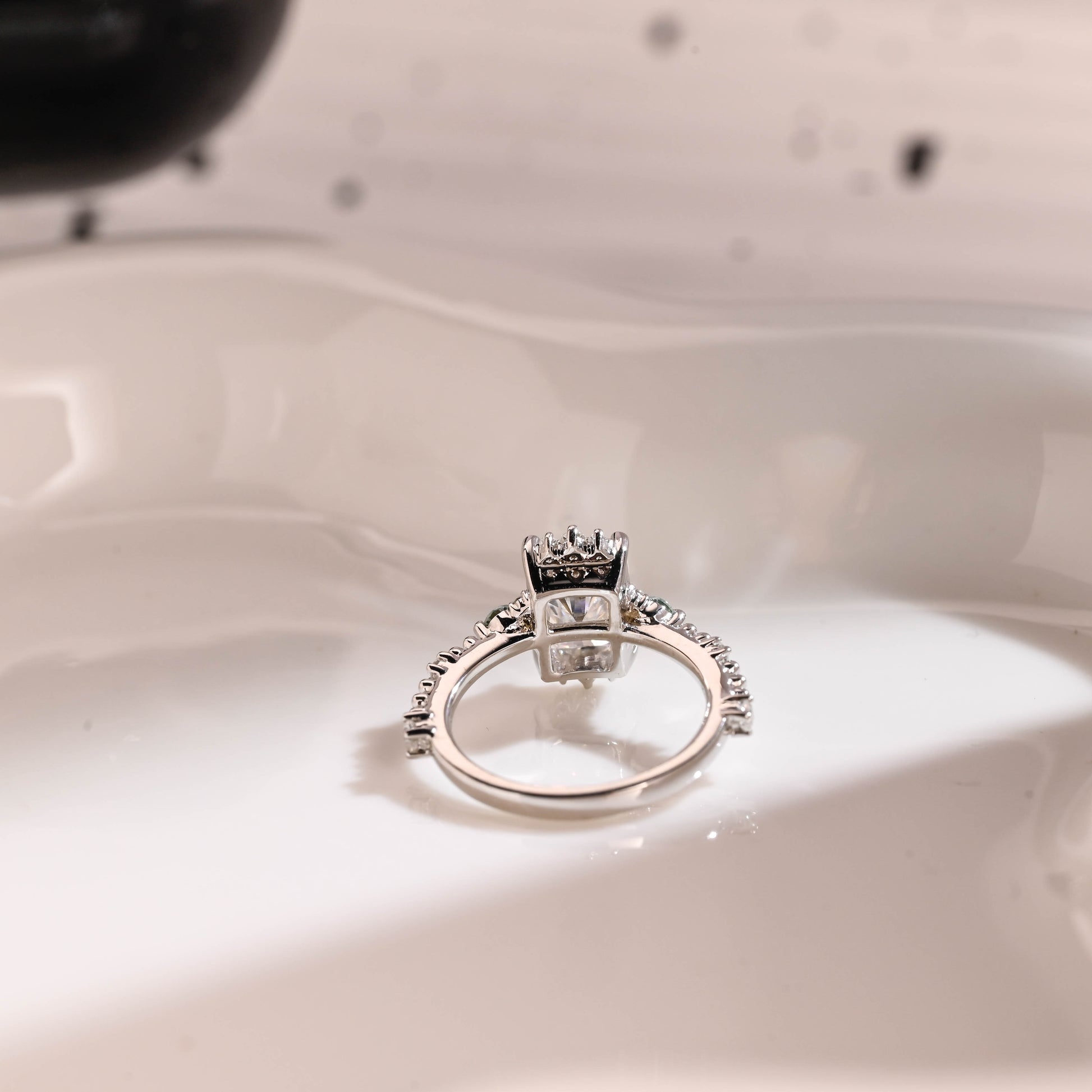 Solid Gold Milgrain Radiant Cut Moissanite Engagement Ring