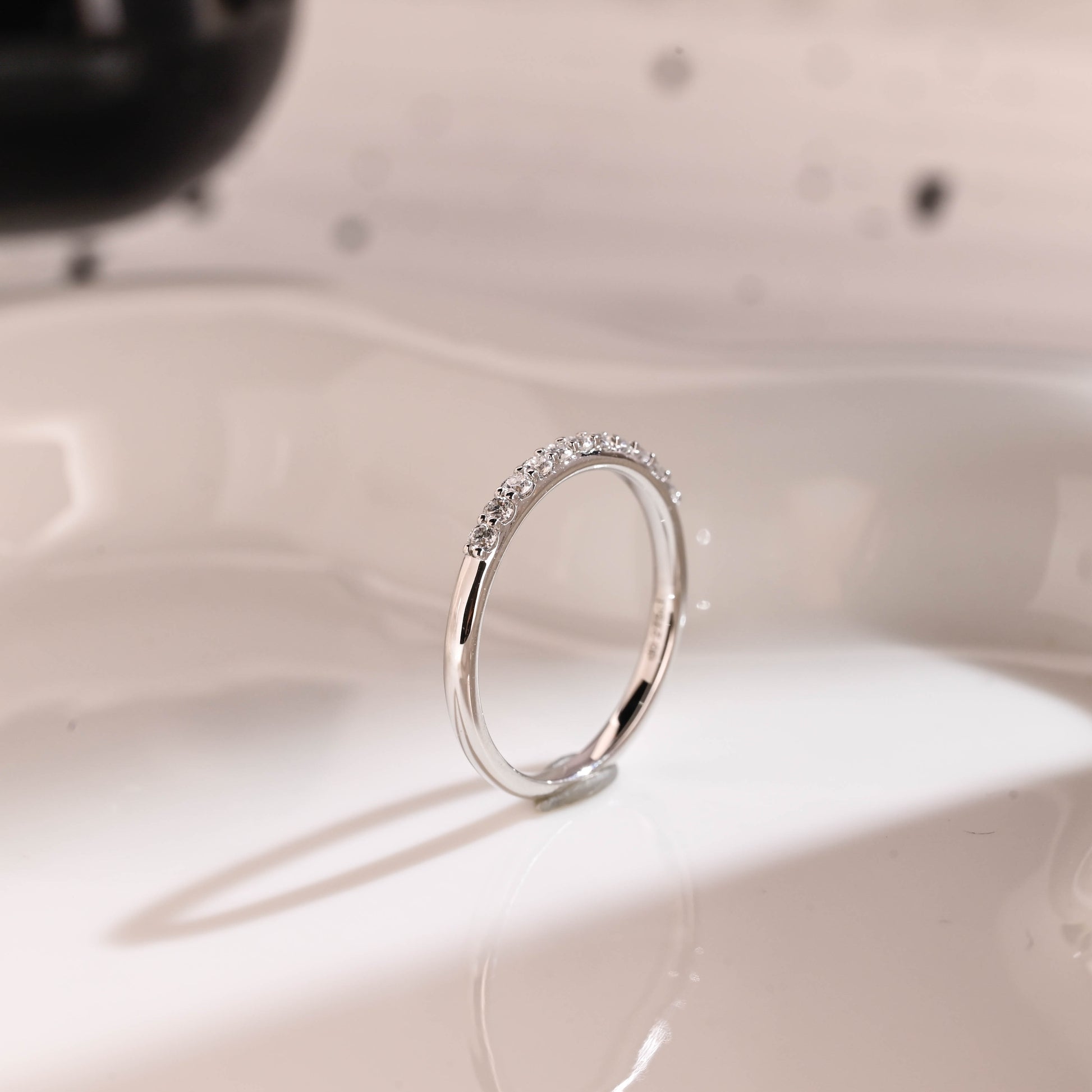 Solid Gold Half Eternity Round Cut Moissanite Wedding Band