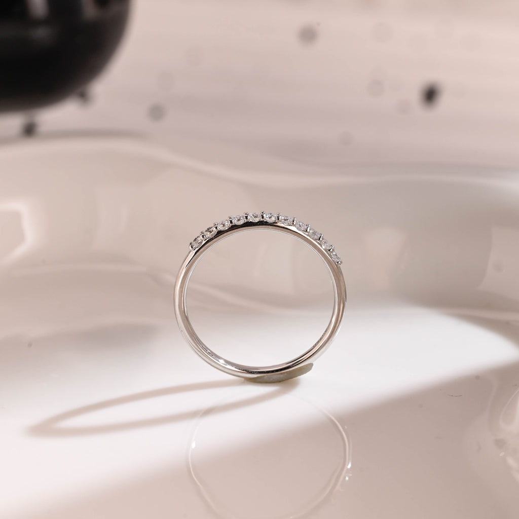 Solid Gold Half Eternity Round Cut Moissanite Wedding Band