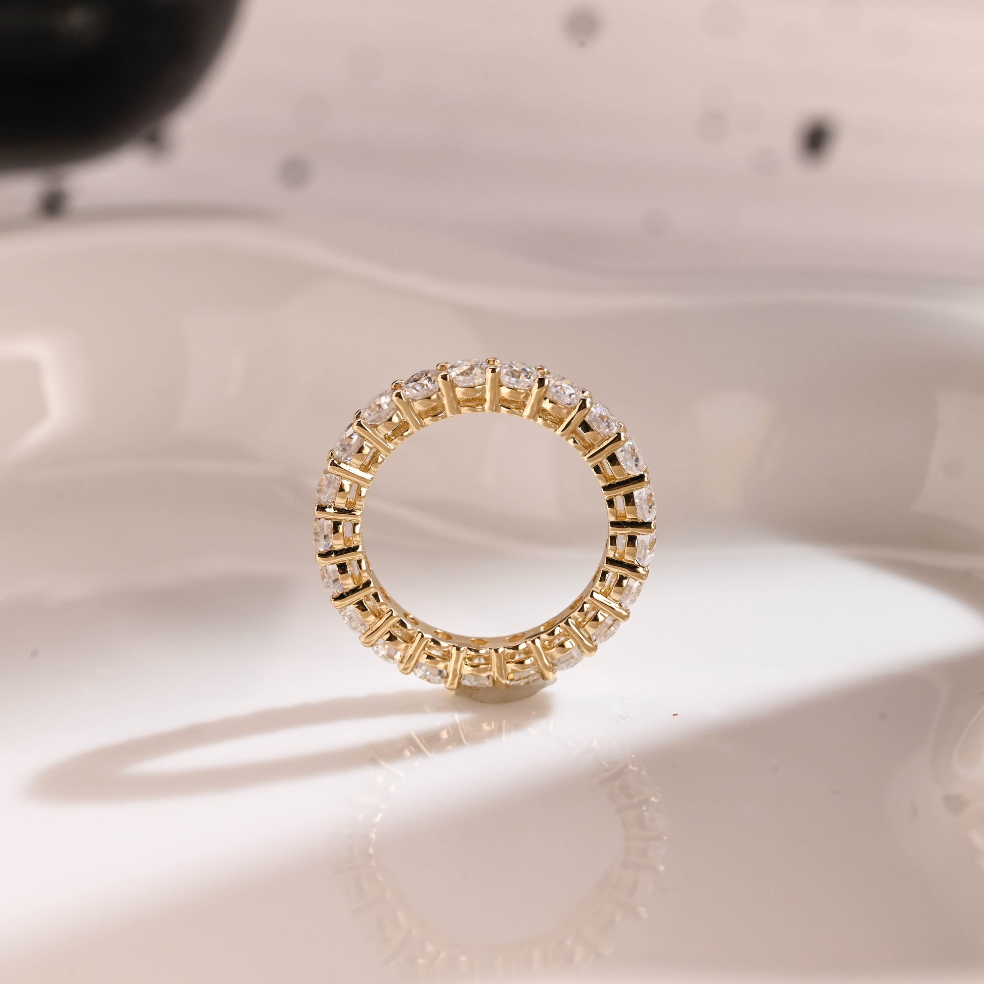 Solid Gold Full Eternity Round Cut Moissanite Wedding Band