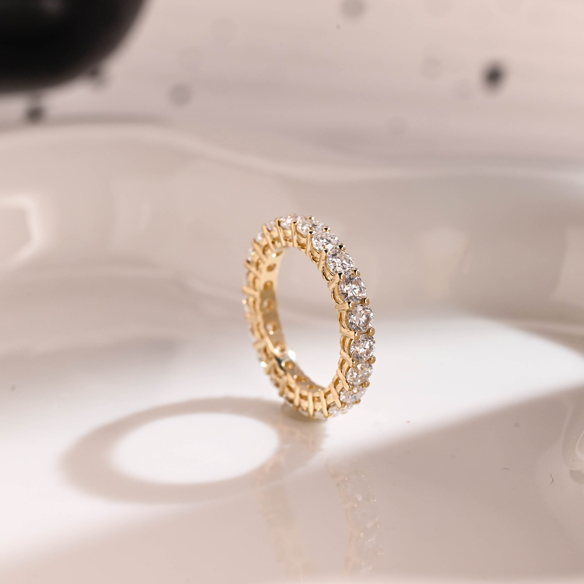 Solid Gold Full Eternity Round Cut Moissanite Wedding Band