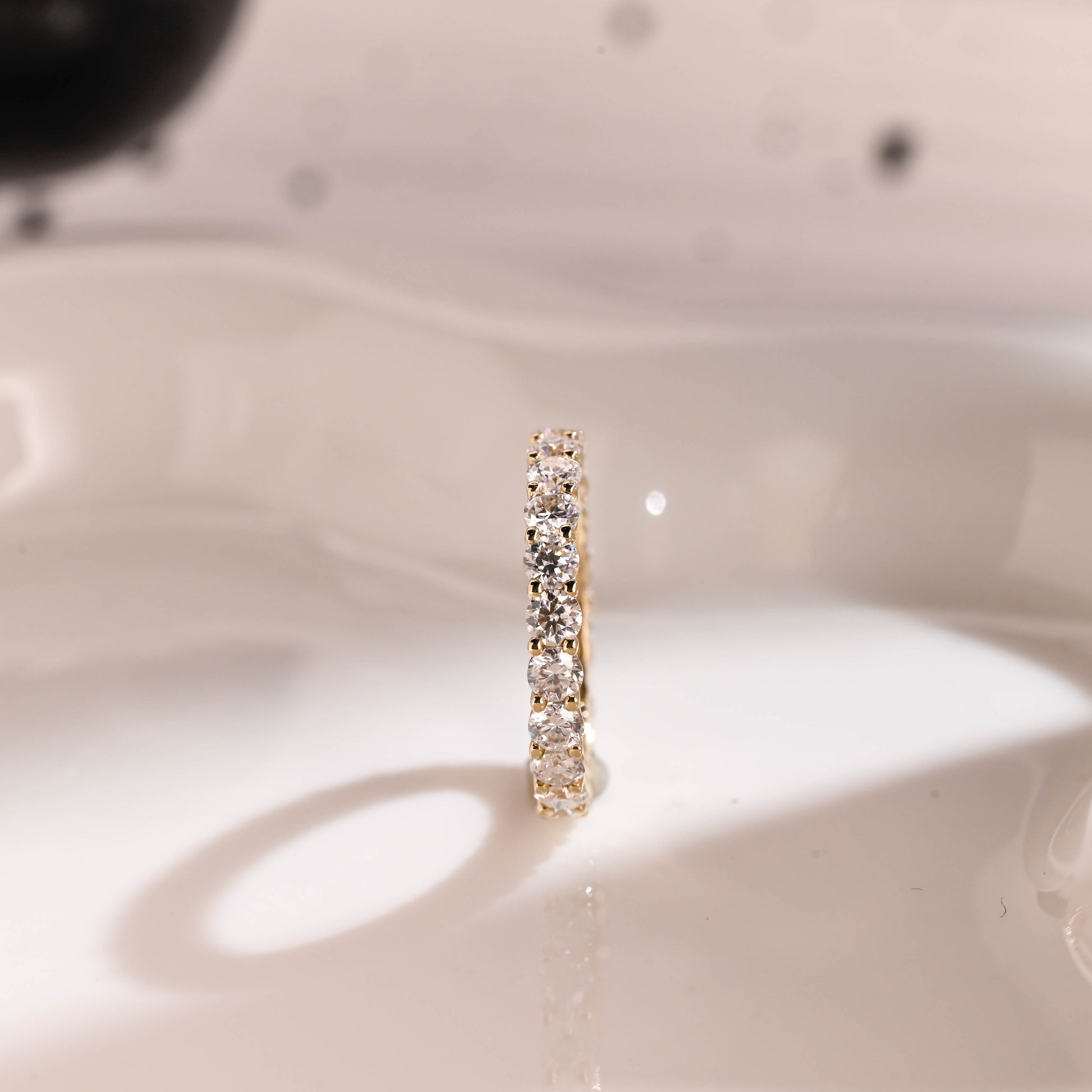 Solid Gold Full Eternity Round Cut Moissanite Wedding Band