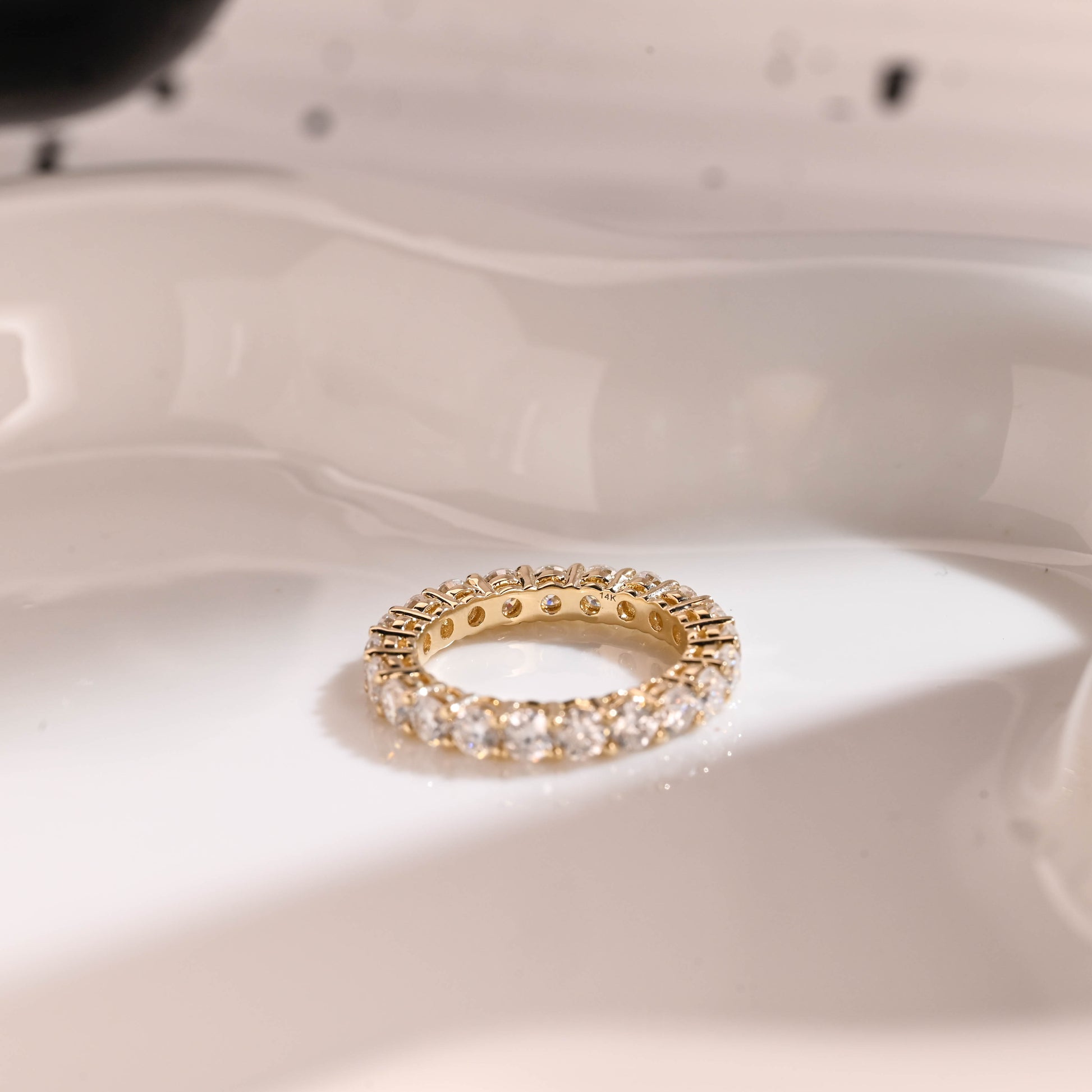 Solid Gold Full Eternity Round Cut Moissanite Wedding Band