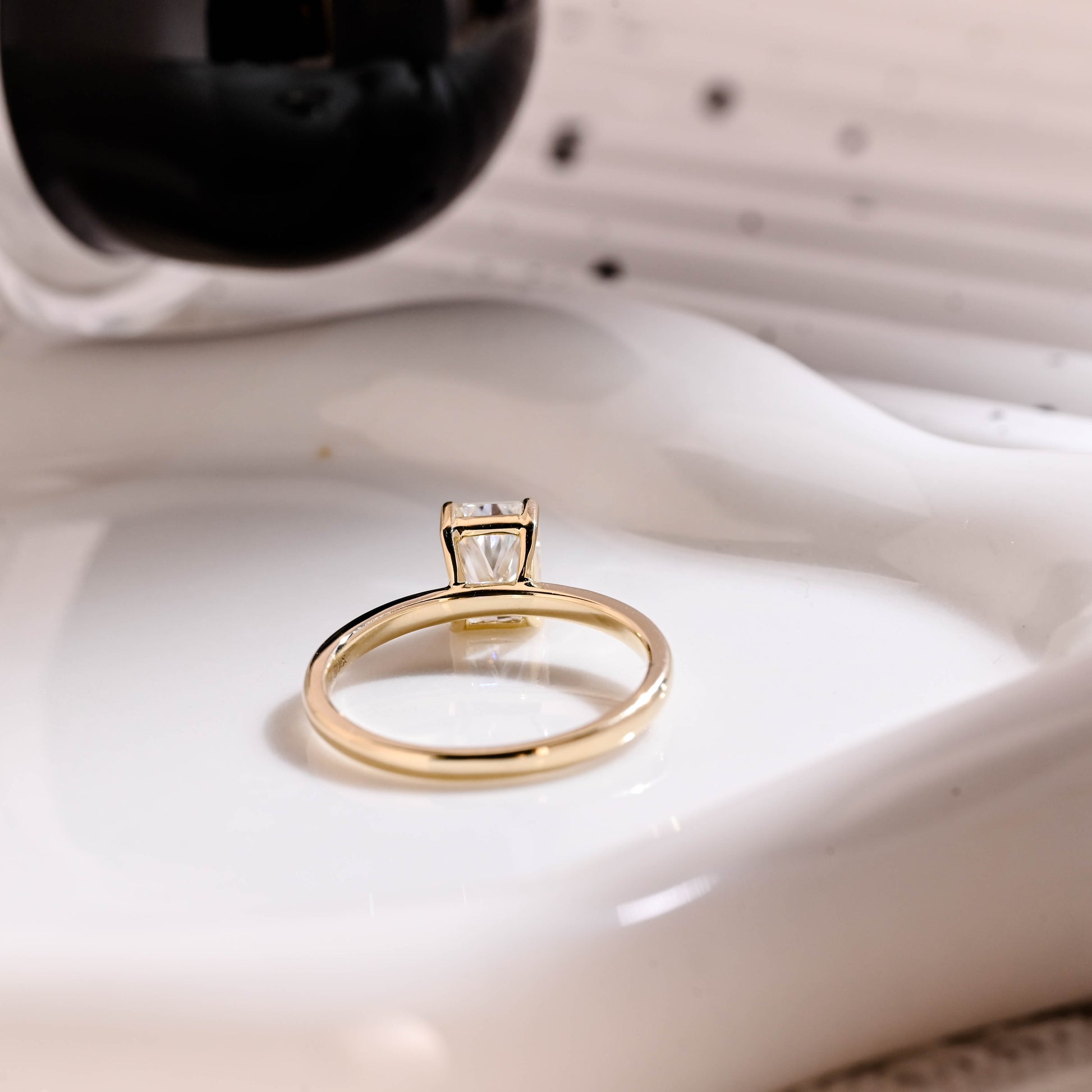 Solid Gold Solitaire Radiant Cut Moissanite Engagement Ring