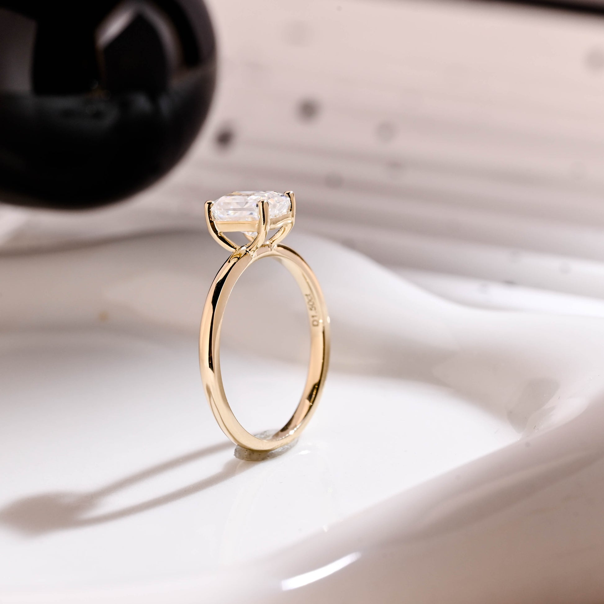 Solid Gold Solitaire Radiant Cut Moissanite Engagement Ring