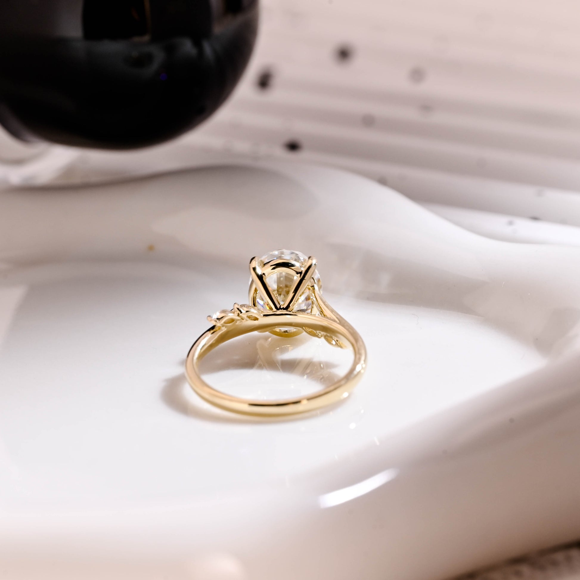 Solid Gold Bypass Oval Cut Moissanite Engagement Ring