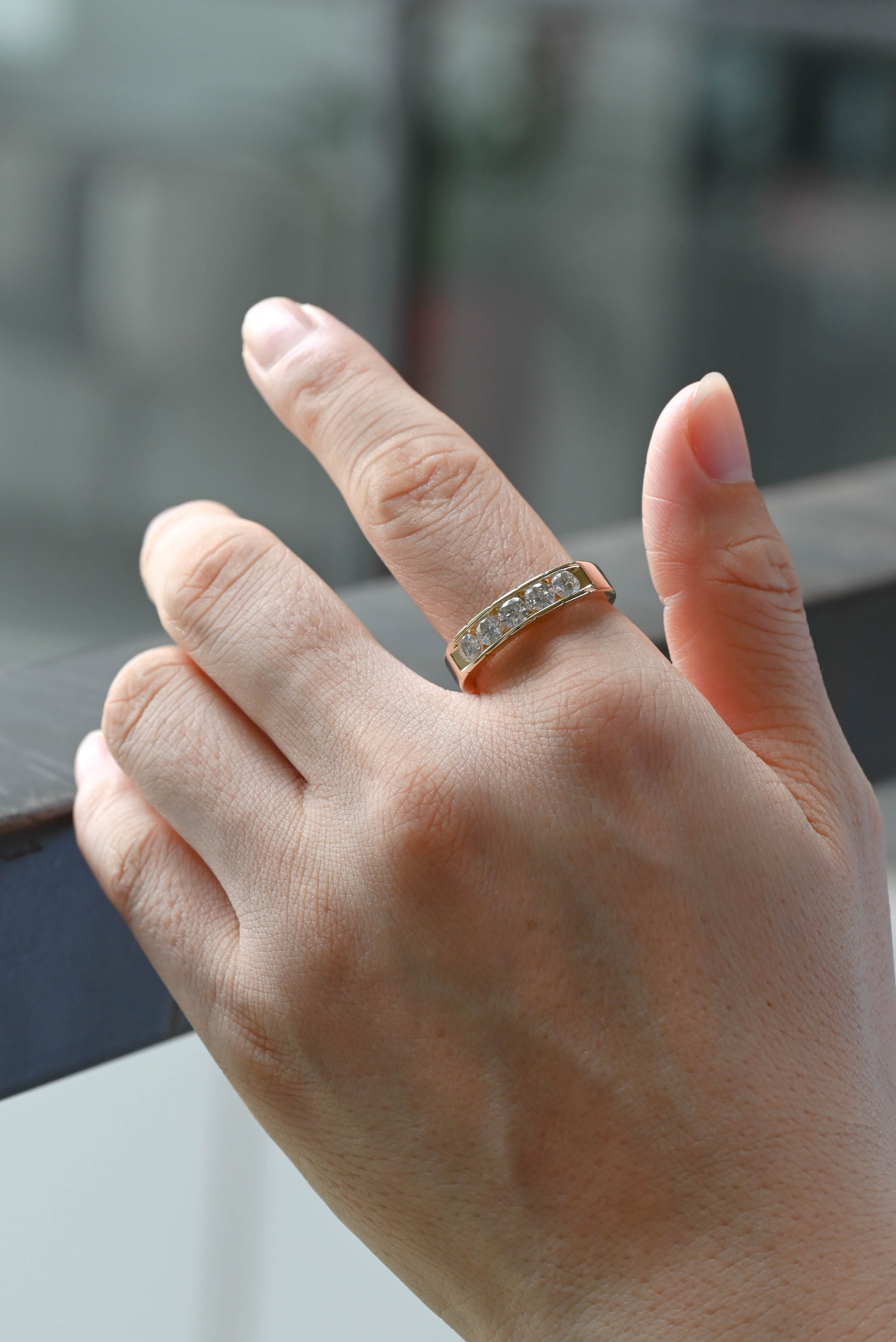 Solid Gold Round Cut Moissanite Wedding Band for Men, Men's Wedding Ring, Tapered Band, Birthday Gift, Anniversary Gift for Men Husband