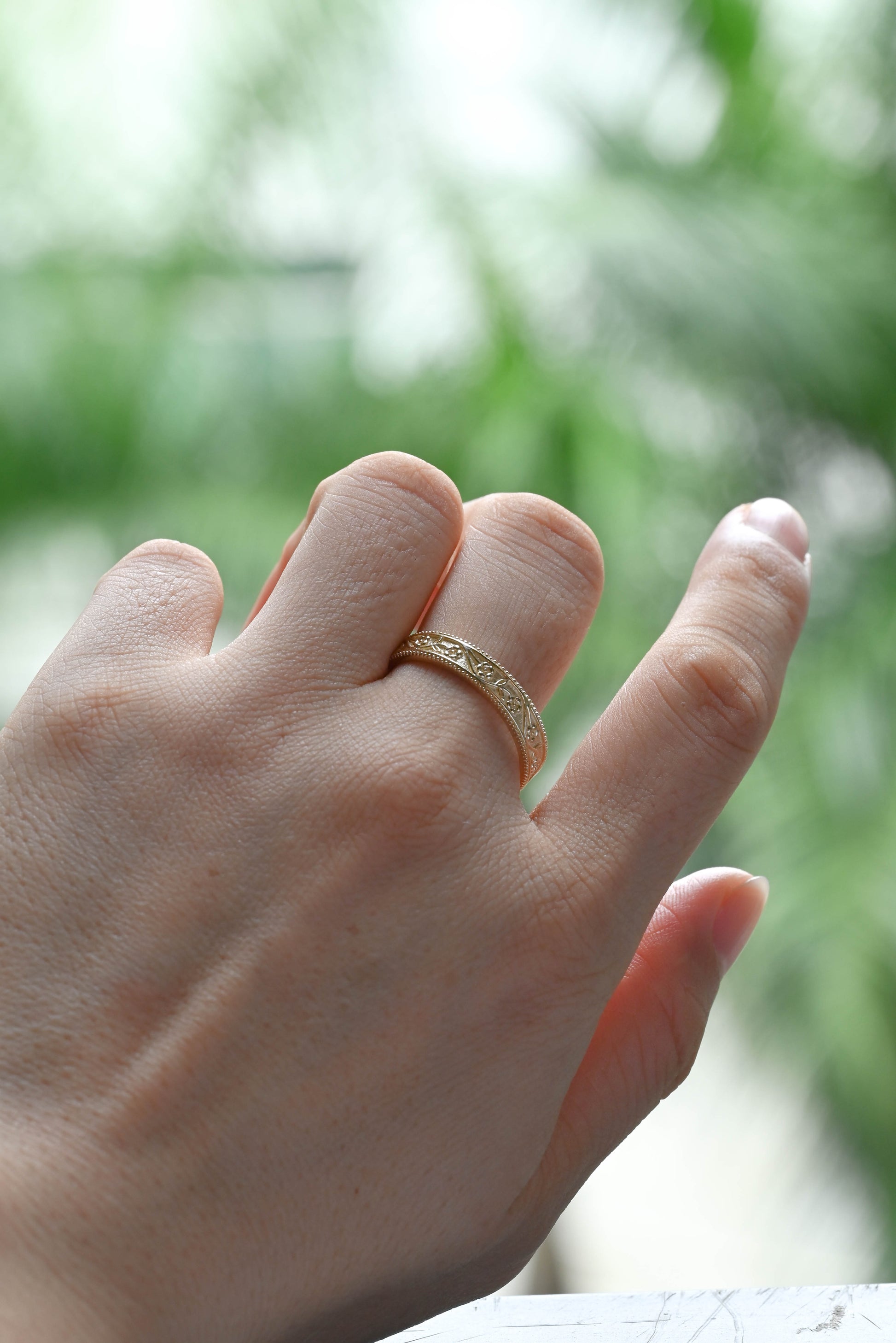 Solid Gold 4.5mm Width Wedding Ring for Men, Ornate Men's Ring, Milgrain Ring, Men's Wedding Band, Anniversary Gift, Birthday Gift for Men