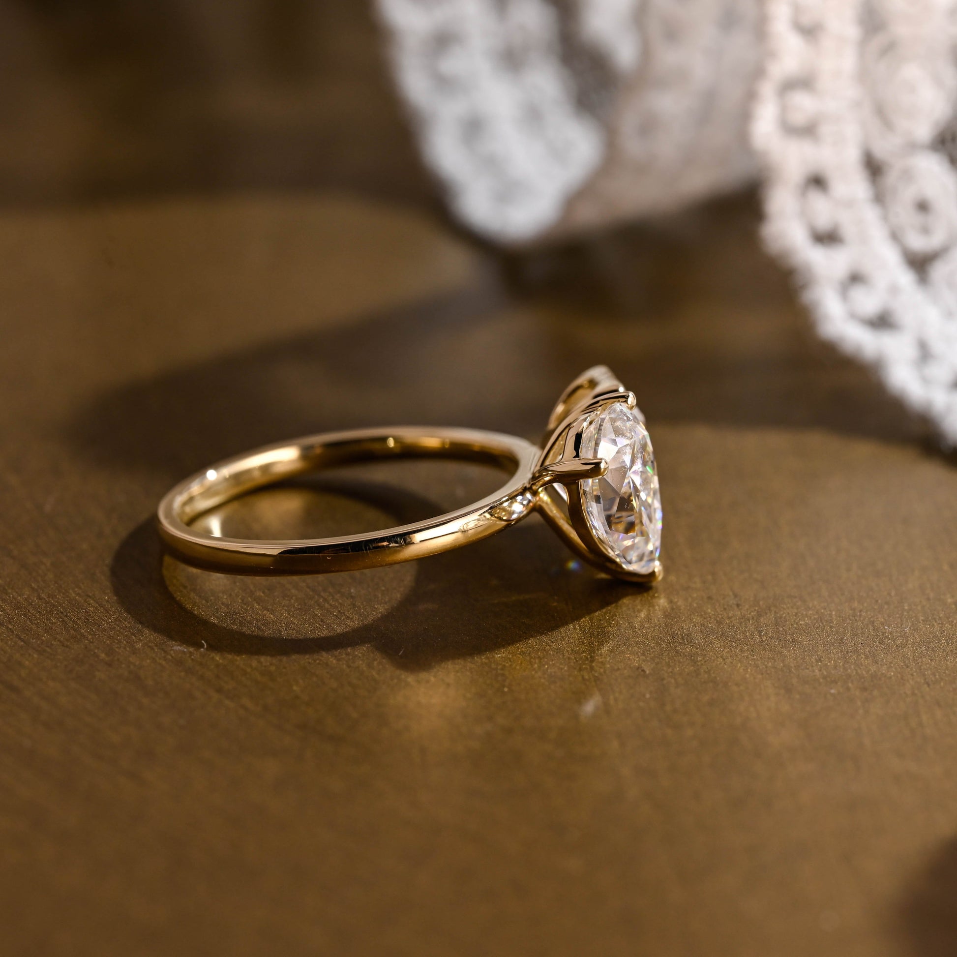 SquareJewelry asscher cut moissanite engagement ring Solid Gold Toi et Moi Asscher & Pear Cut Moissanite Engagement Ring
