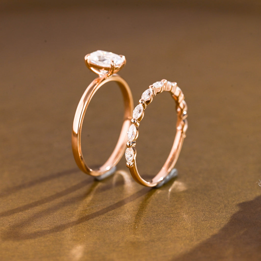 SquareJewelry cushion cut bridal set Solid Gold Dainty Cushion Cut Moissanite Wedding Ring Set