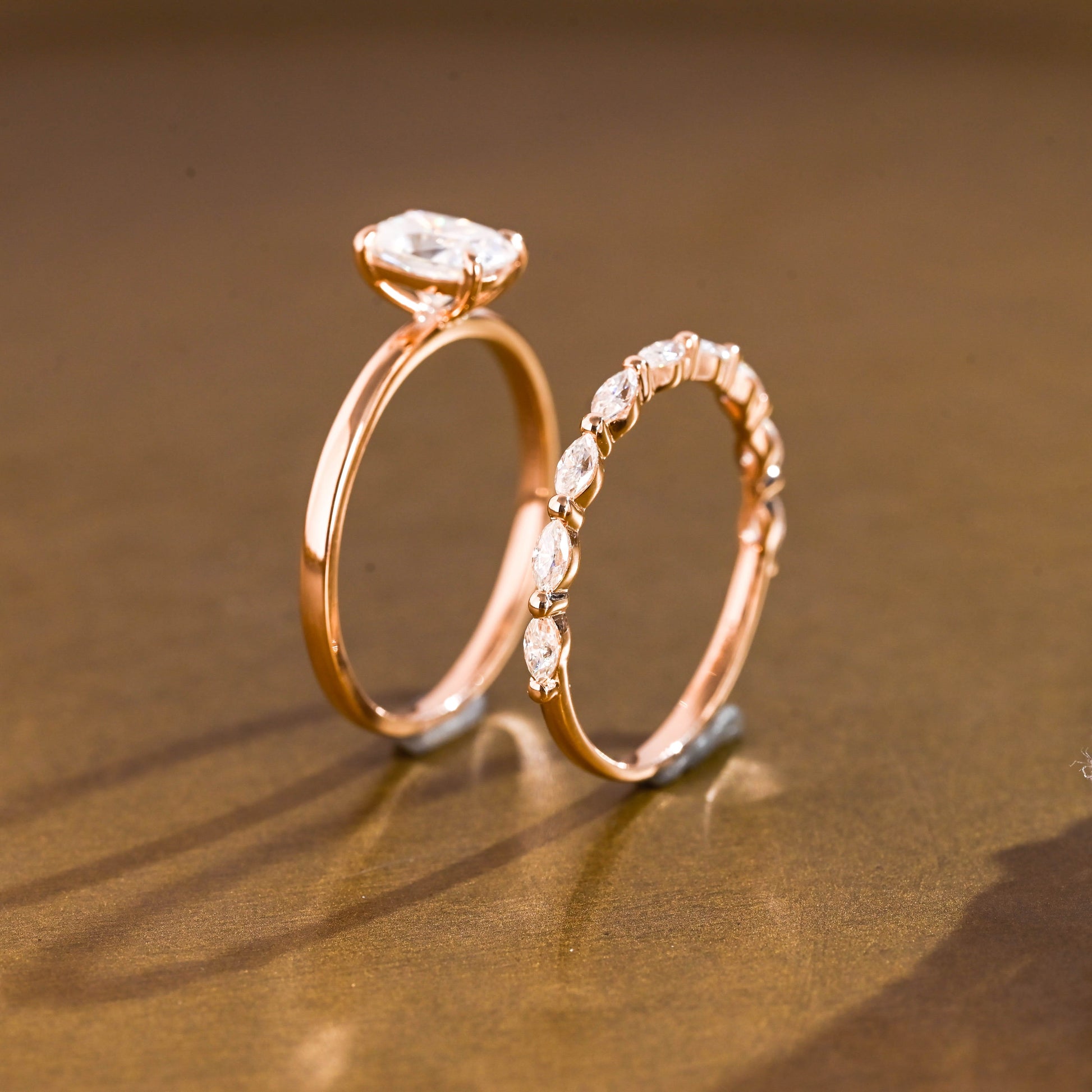 SquareJewelry cushion cut bridal set Solid Gold Dainty Cushion Cut Moissanite Wedding Ring Set