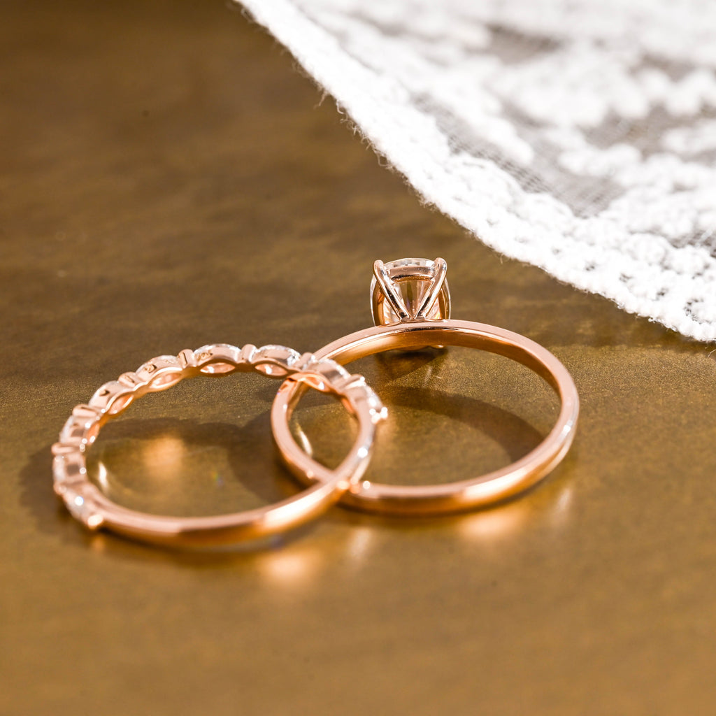 SquareJewelry cushion cut bridal set Solid Gold Dainty Cushion Cut Moissanite Wedding Ring Set