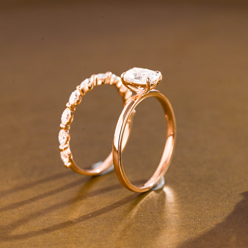SquareJewelry cushion cut bridal set Solid Gold Dainty Cushion Cut Moissanite Wedding Ring Set