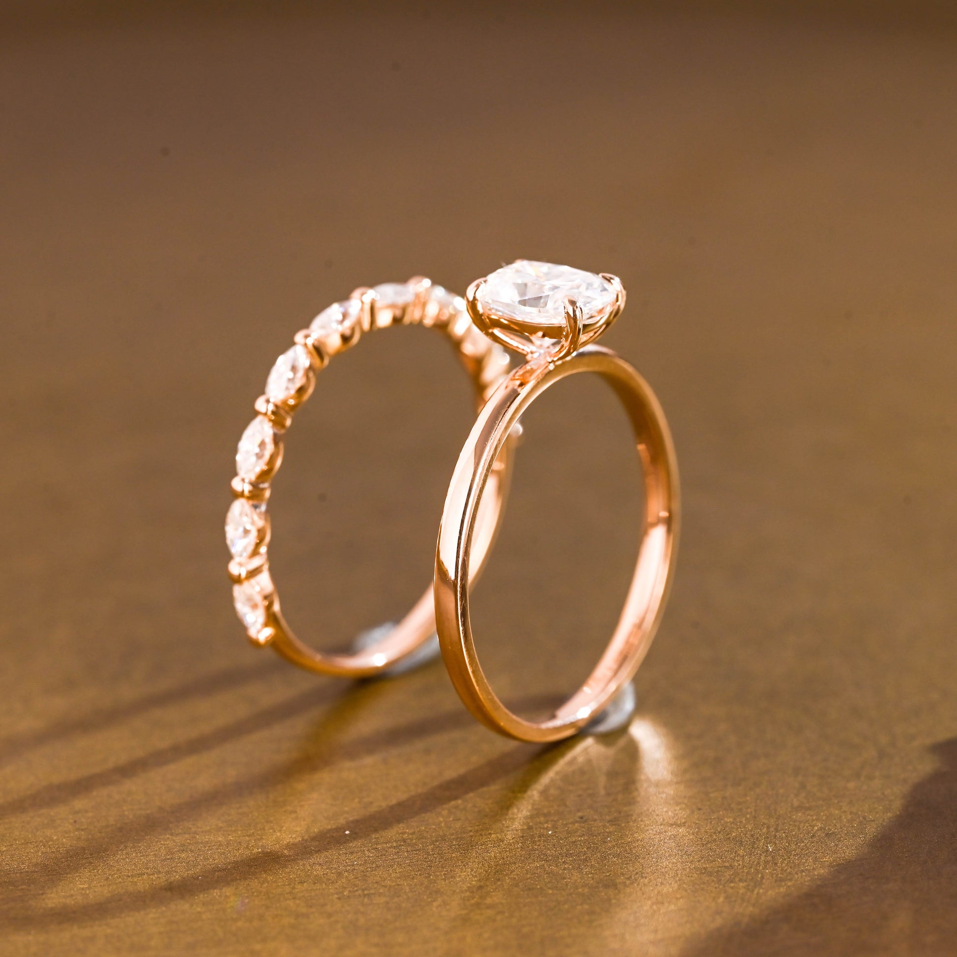 SquareJewelry cushion cut bridal set Solid Gold Dainty Cushion Cut Moissanite Wedding Ring Set