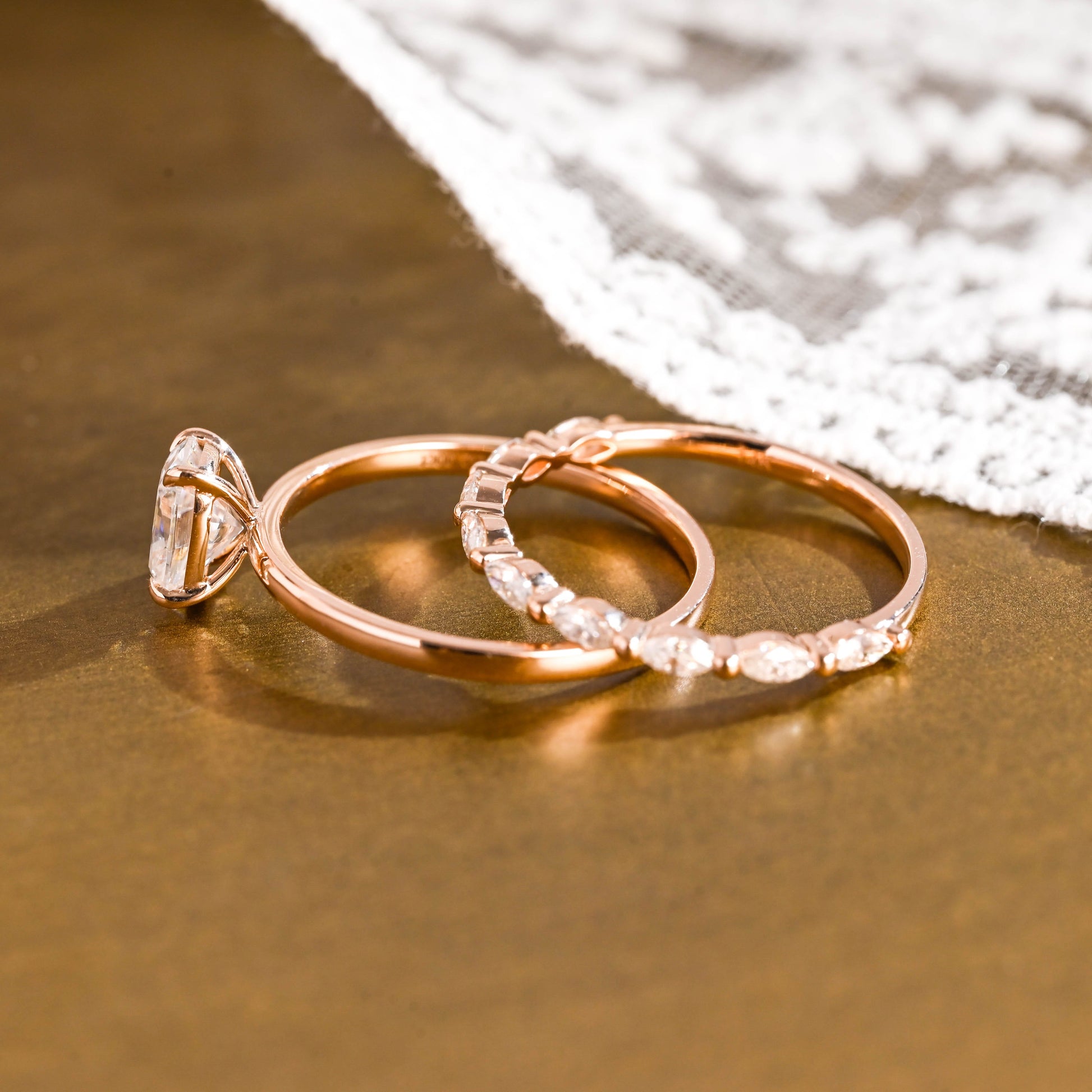 SquareJewelry cushion cut bridal set Solid Gold Dainty Cushion Cut Moissanite Wedding Ring Set