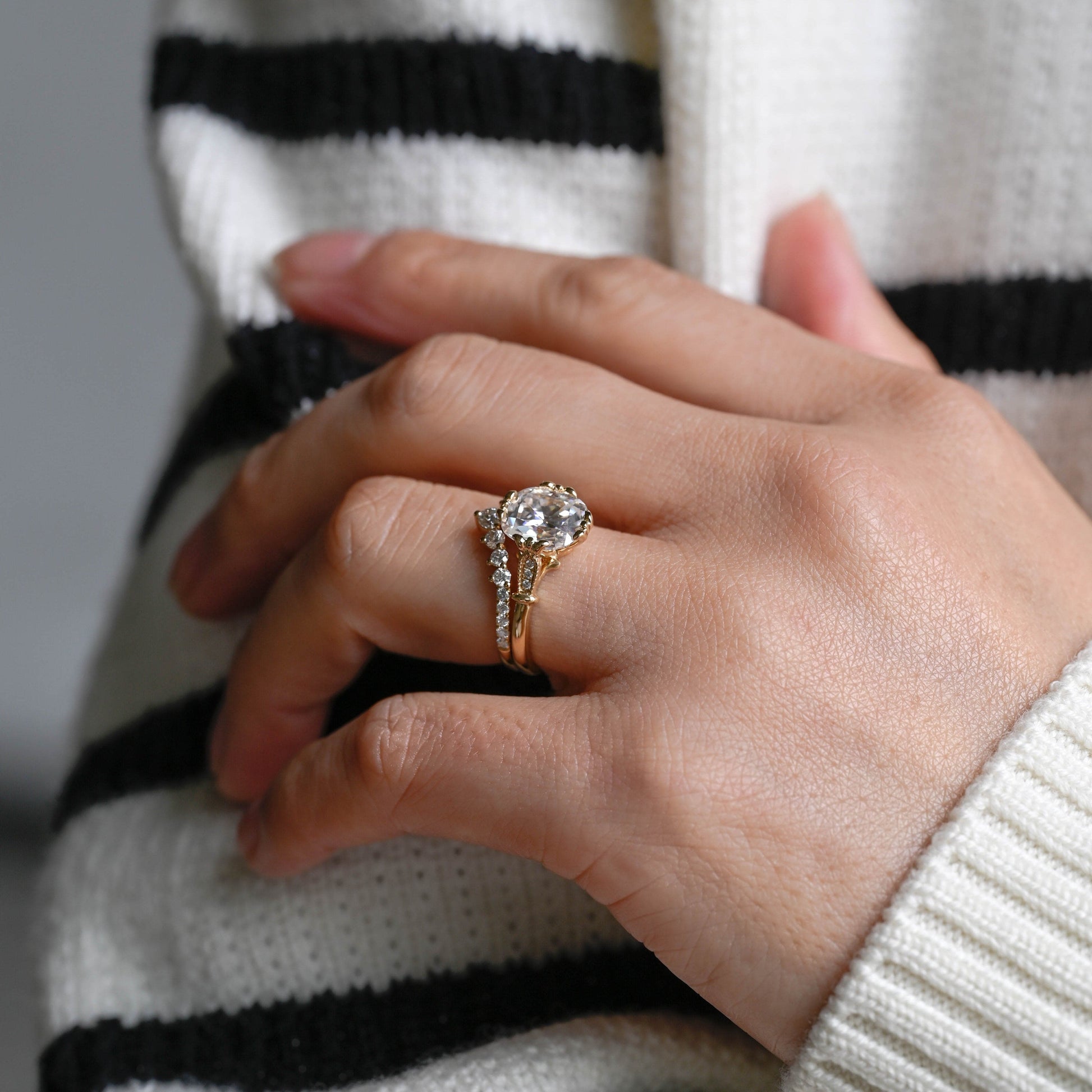 SquareJewelry cushion cut bridal set Solid Gold Filigree Cushion Cut Moissanite Engagement Ring Set