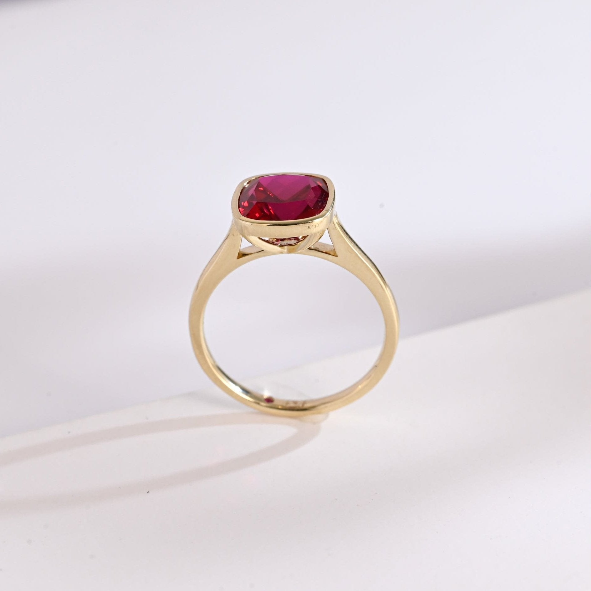 SquareJewelry cushion cut lab grown ruby engagement ring Solid Gold Cushion Lab Grown Ruby Engagement Ring