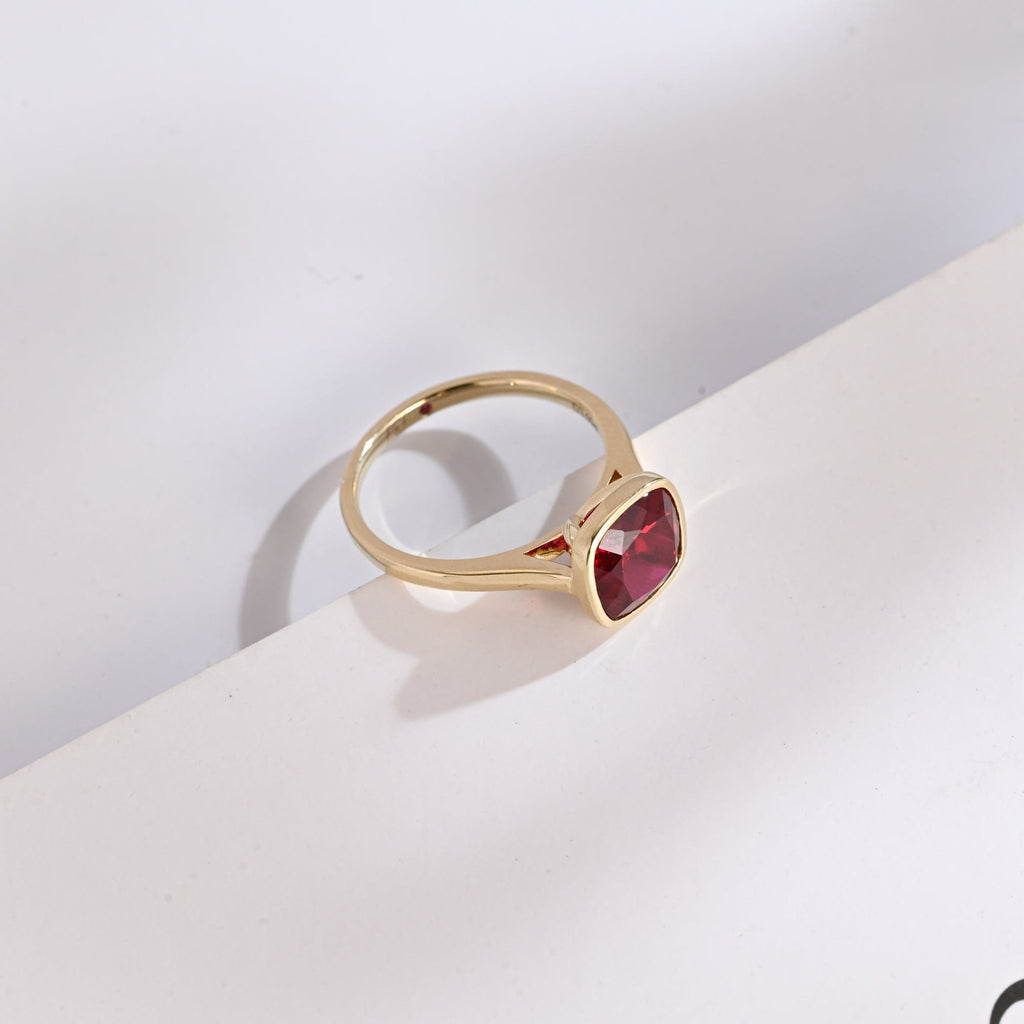 SquareJewelry cushion cut lab grown ruby engagement ring Solid Gold Cushion Lab Grown Ruby Engagement Ring