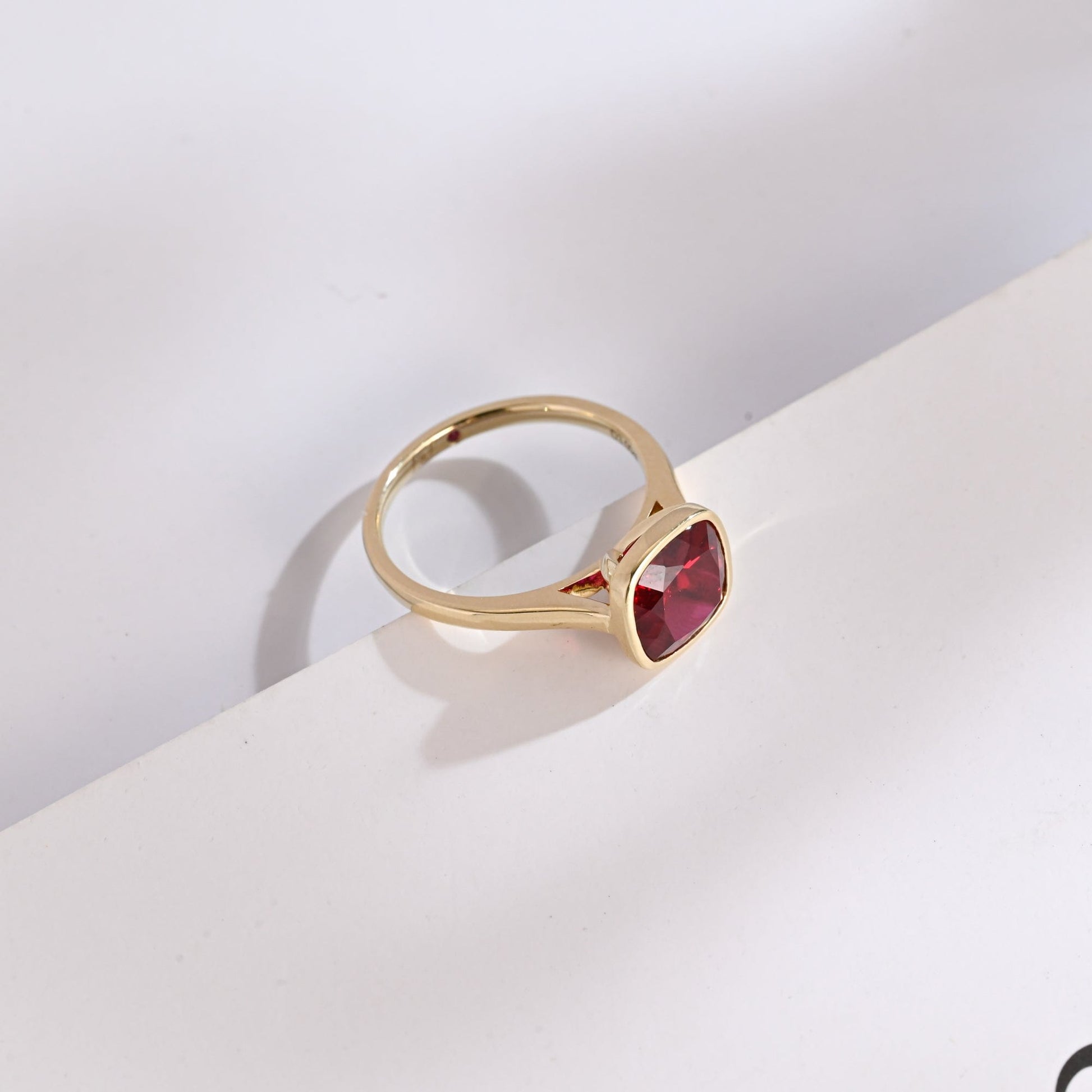 SquareJewelry cushion cut lab grown ruby engagement ring Solid Gold Cushion Lab Grown Ruby Engagement Ring